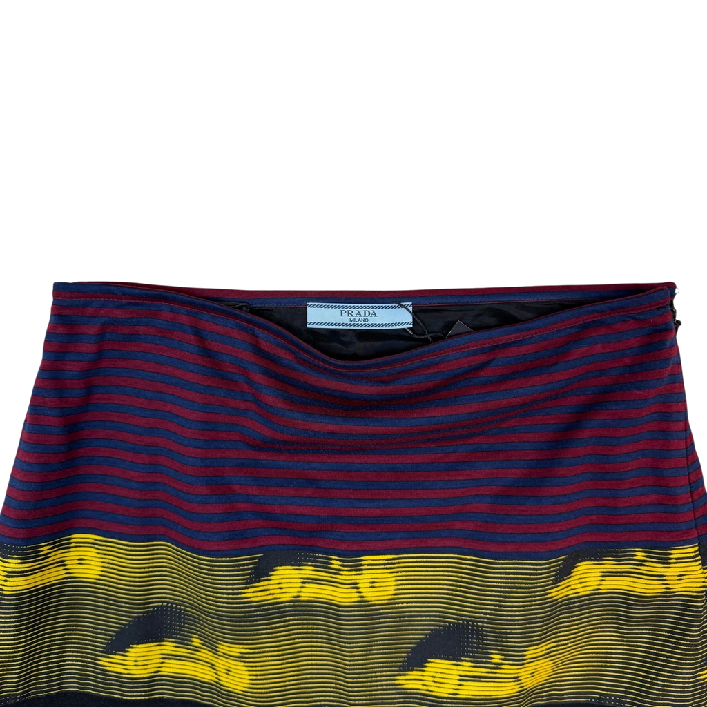 Prada SS15 Knit Docking Textile Skirt Black Multi (Size 40)
