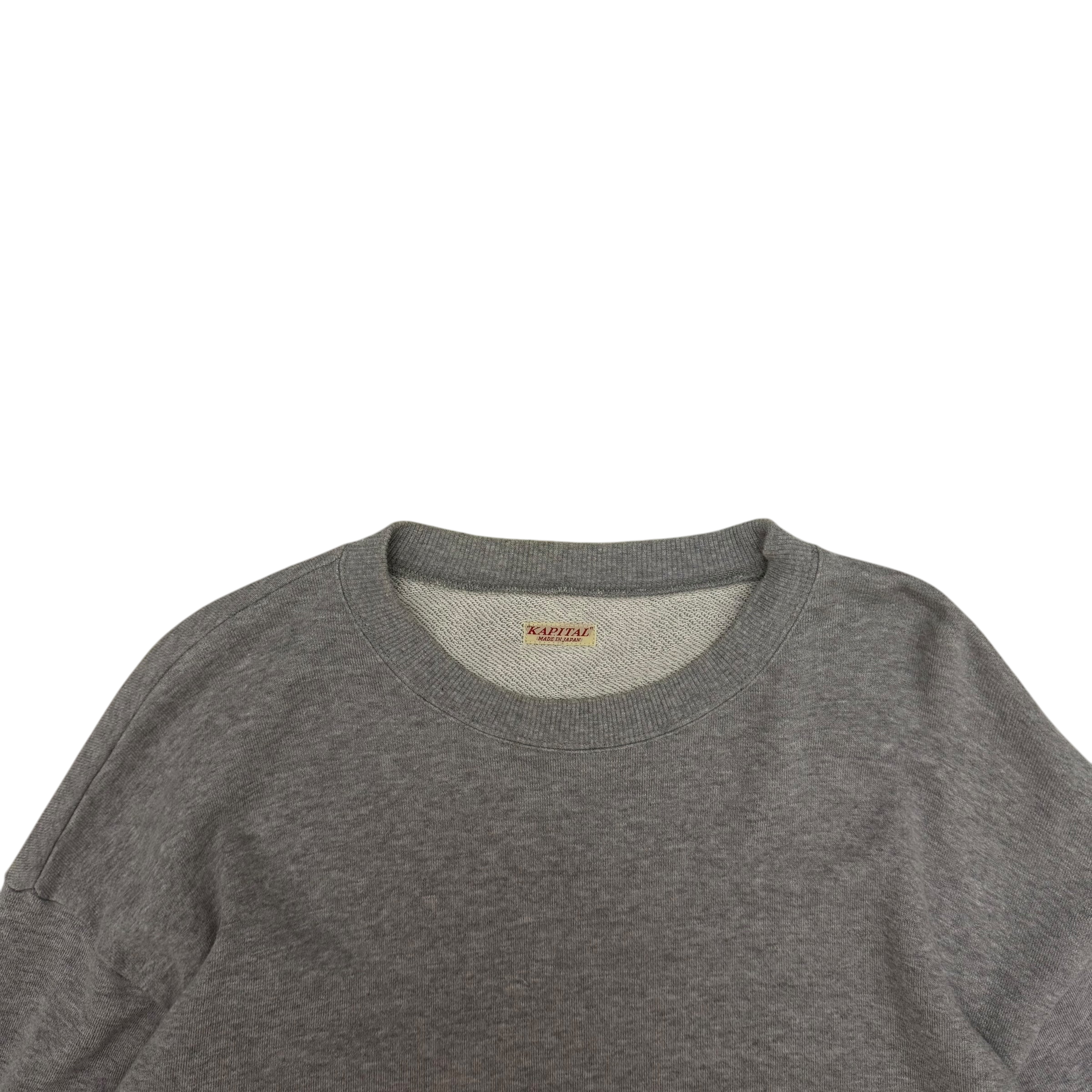 Kapital Smiley Crewneck Sweatshirt Grey (Size 5)