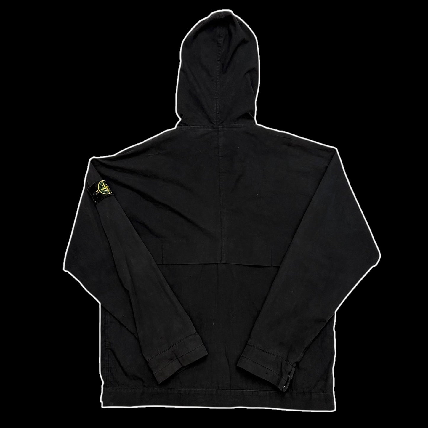 Stone Island SS 2004 Black Raso Gommato Jacket Black (Size L)