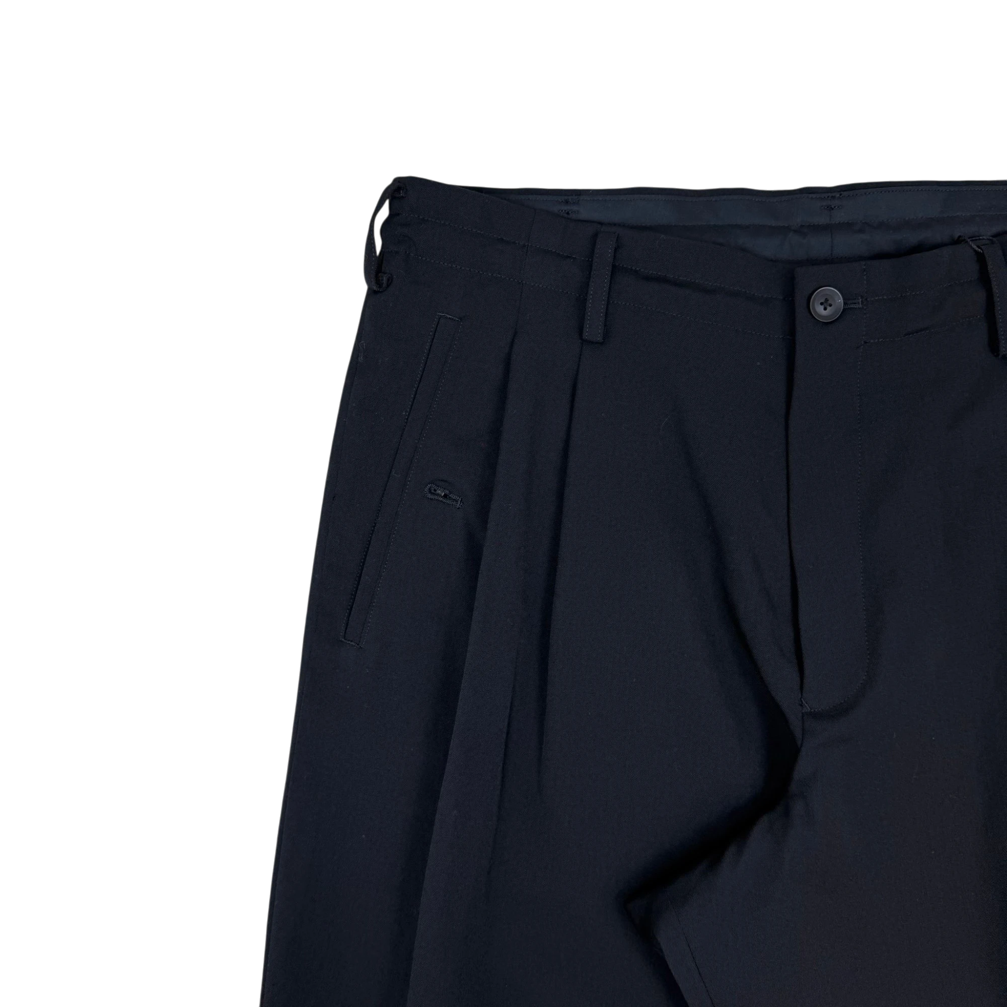 Yohji Yamamoto AW21 Pour Homme Pleated Wide-Leg Wool Trousers Black (Size 3/L)