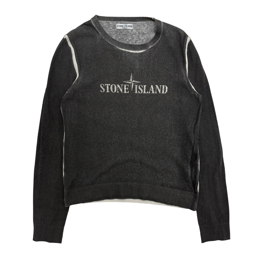 Stone Island SS08 Centre Logo Knit Jumper Charcoal Grey (Size S)
