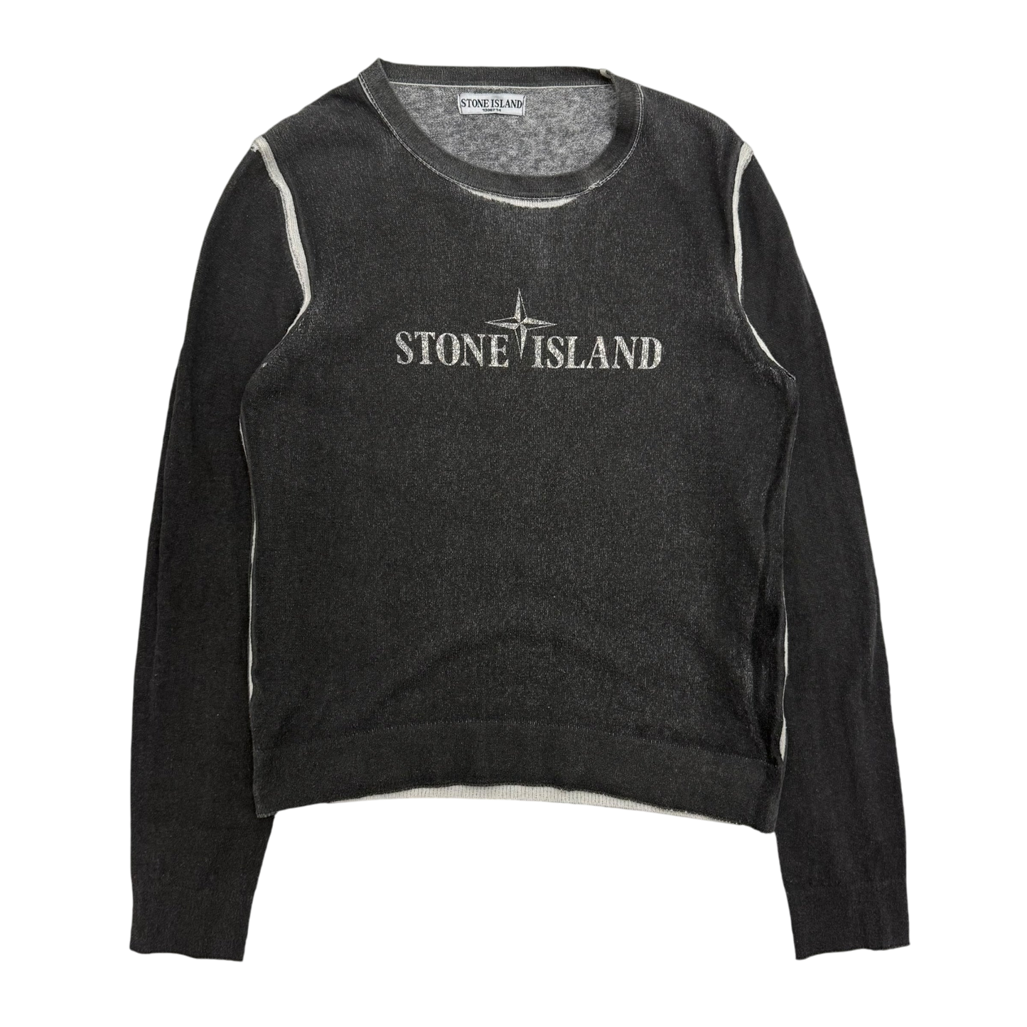 Stone Island SS08 Centre Logo Knit Jumper Charcoal Grey (Size S)