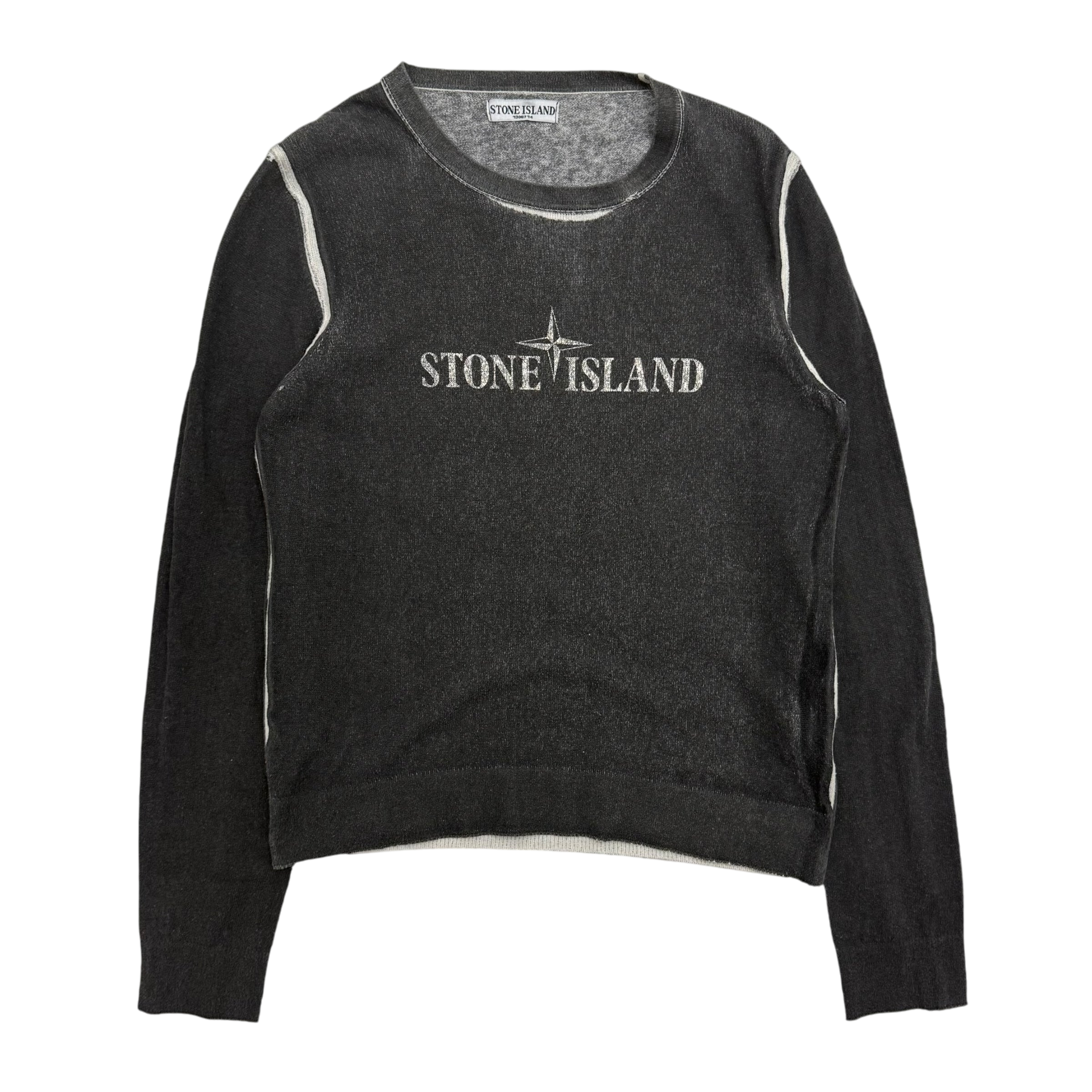 Stone Island SS08 Centre Logo Knit Jumper Charcoal Grey (Size S)