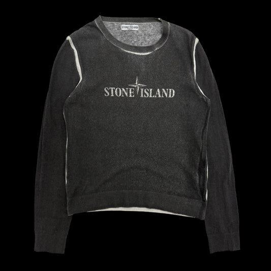 Stone Island SS08 Centre Logo Knit Jumper Charcoal Grey (Size S)
