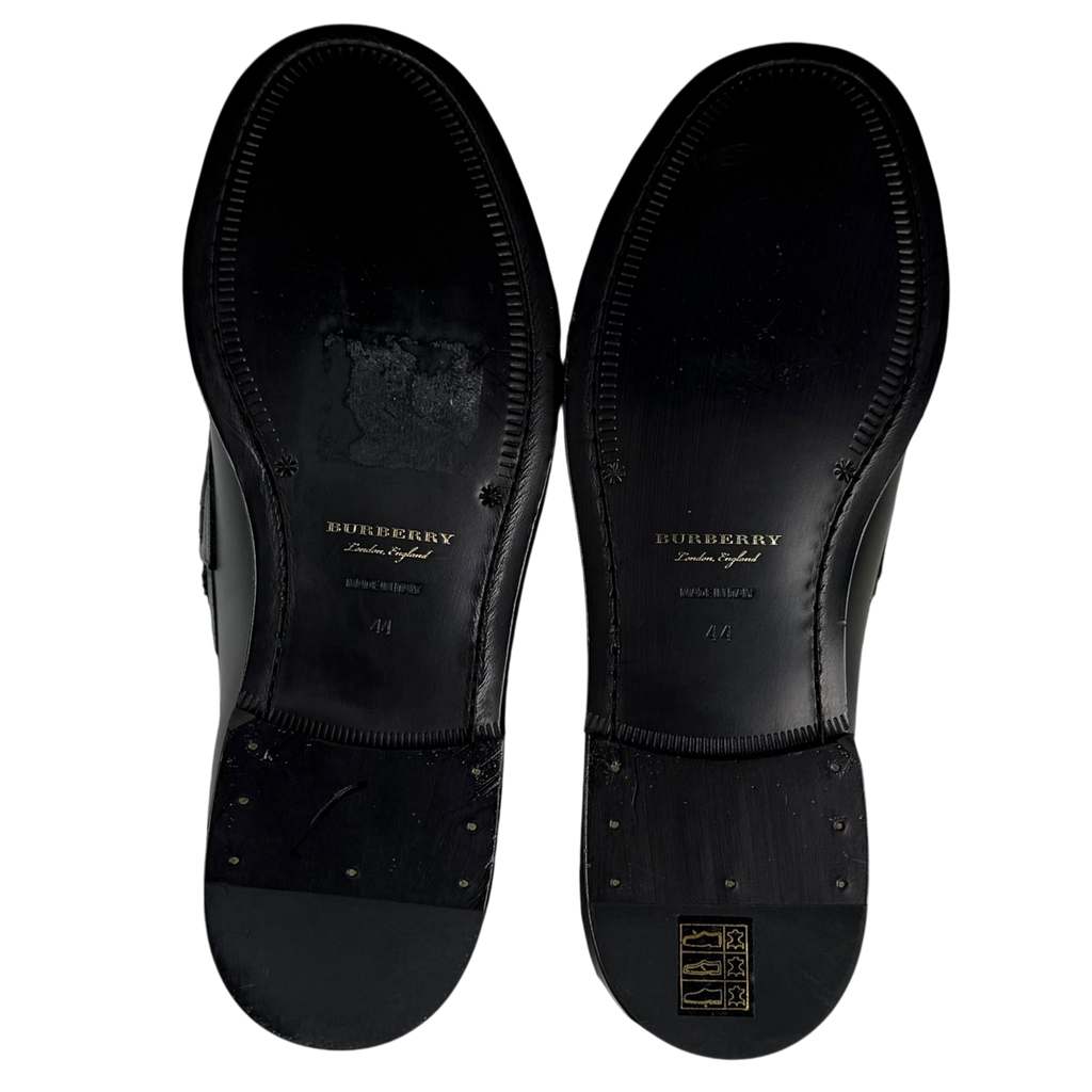 Burberry Kiltie Fringe Leather Loafers Black /Yellow (Fits US10.5-11)