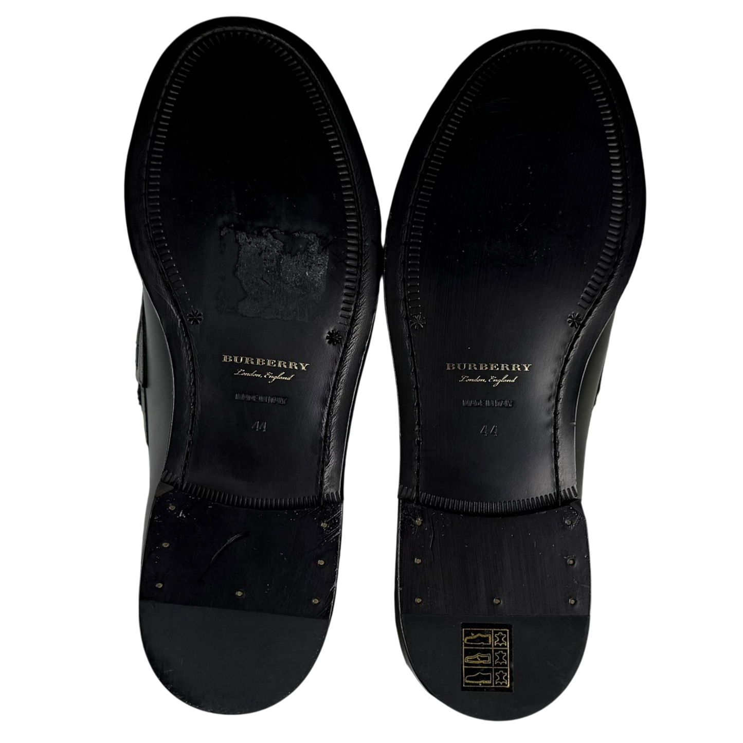 Burberry Kiltie Fringe Leather Loafers Black /Yellow (Fits US10.5-11)