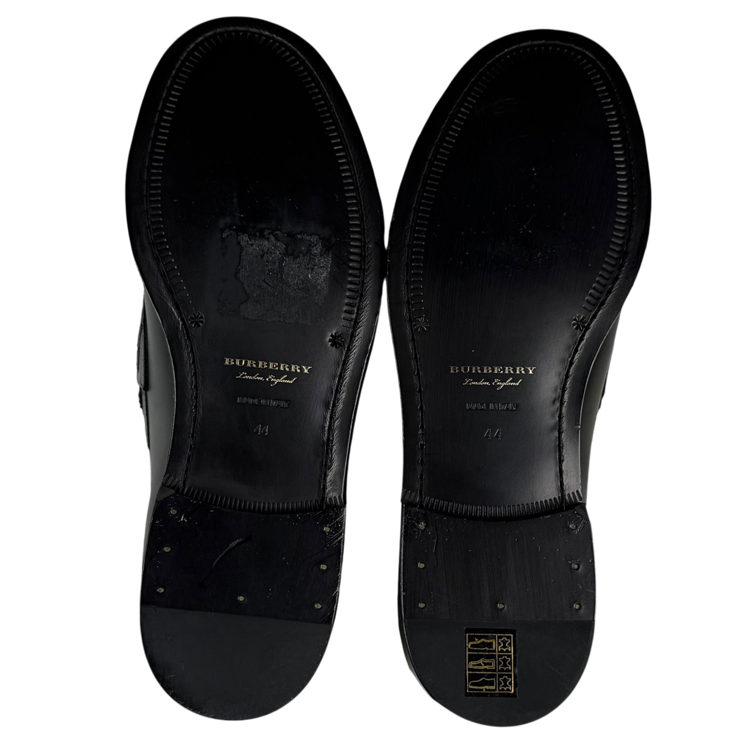 Burberry Kiltie Fringe Leather Loafers Black /Yellow (Fits US10.5-11)