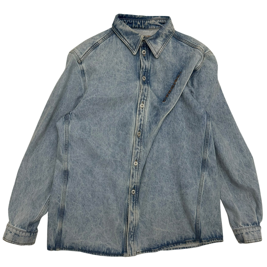 Y/Project 22AW Pinched Logo Oversized Denim Shirt (Fits up to size L)