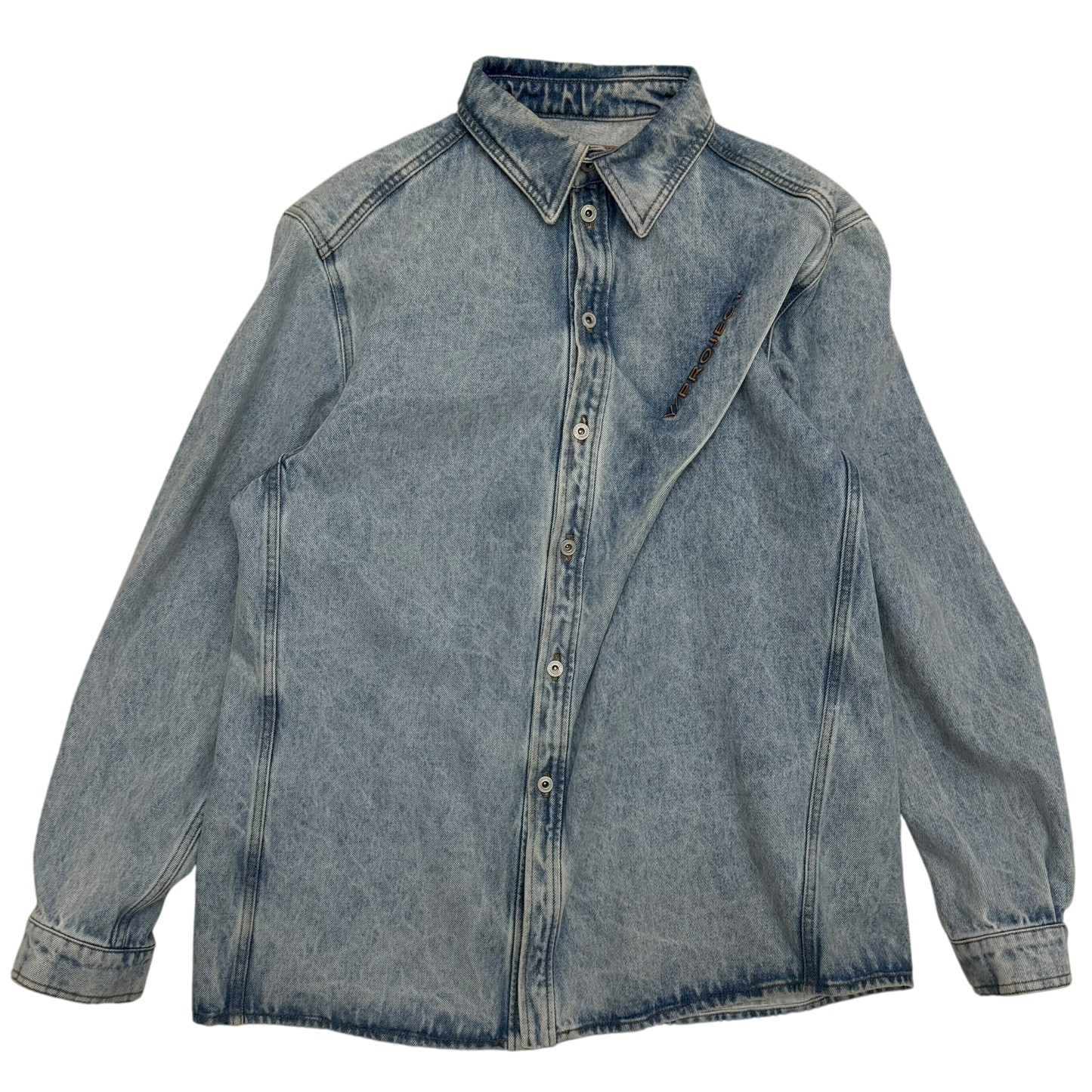 Y/Project 22AW Pinched Logo Oversized Denim Shirt (Fits up to size L)
