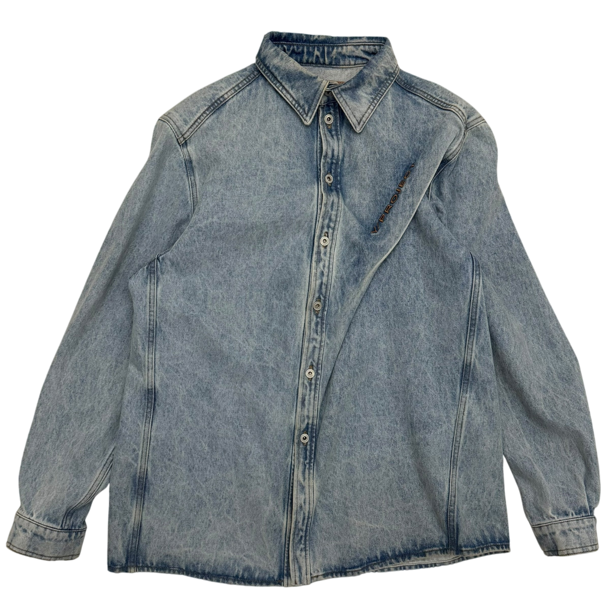 Y/Project 22AW Pinched Logo Oversized Denim Shirt (Fits up to size L)