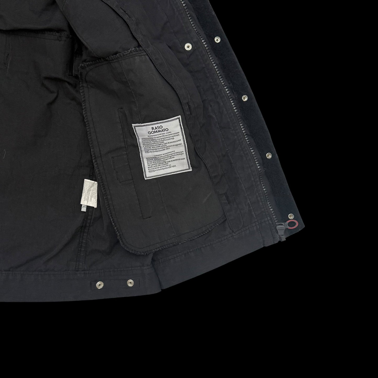 Stone Island SS 2004 Black Raso Gommato Jacket Black (Size L)