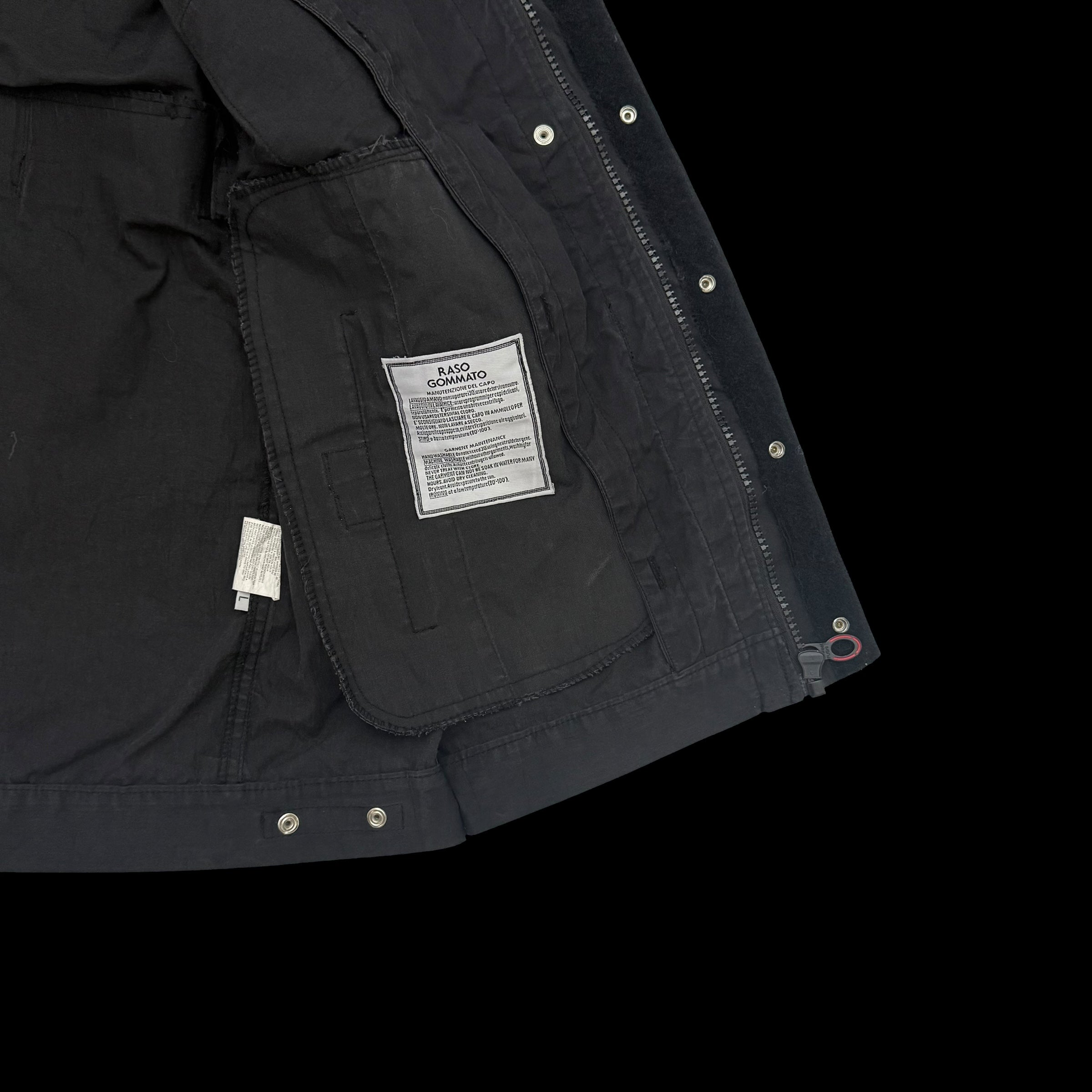 Stone Island SS 2004 Black Raso Gommato Jacket Black (Size L)