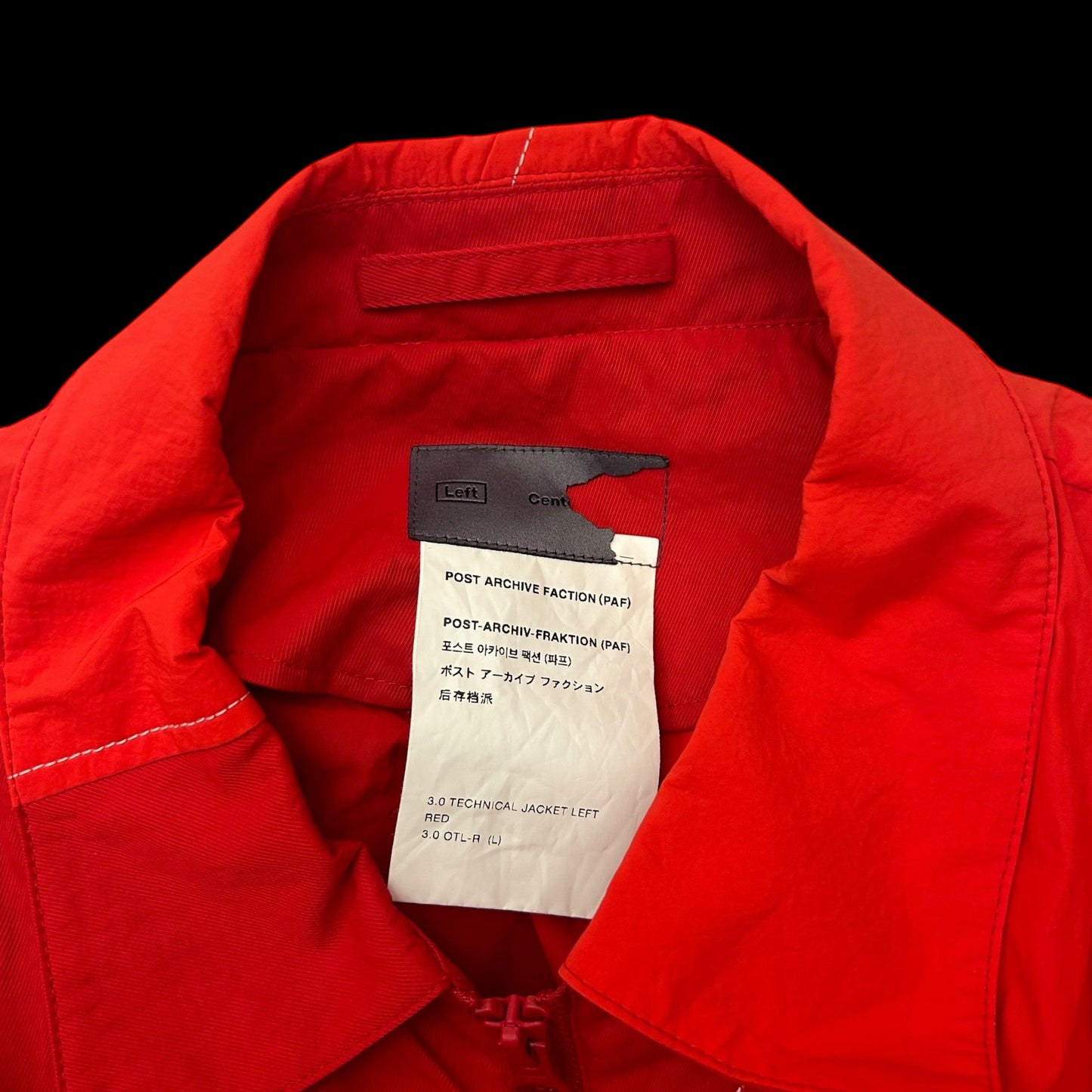 Post Archive Faction (PAF) 3.0 Left Technical Jacket Red (Fits M)