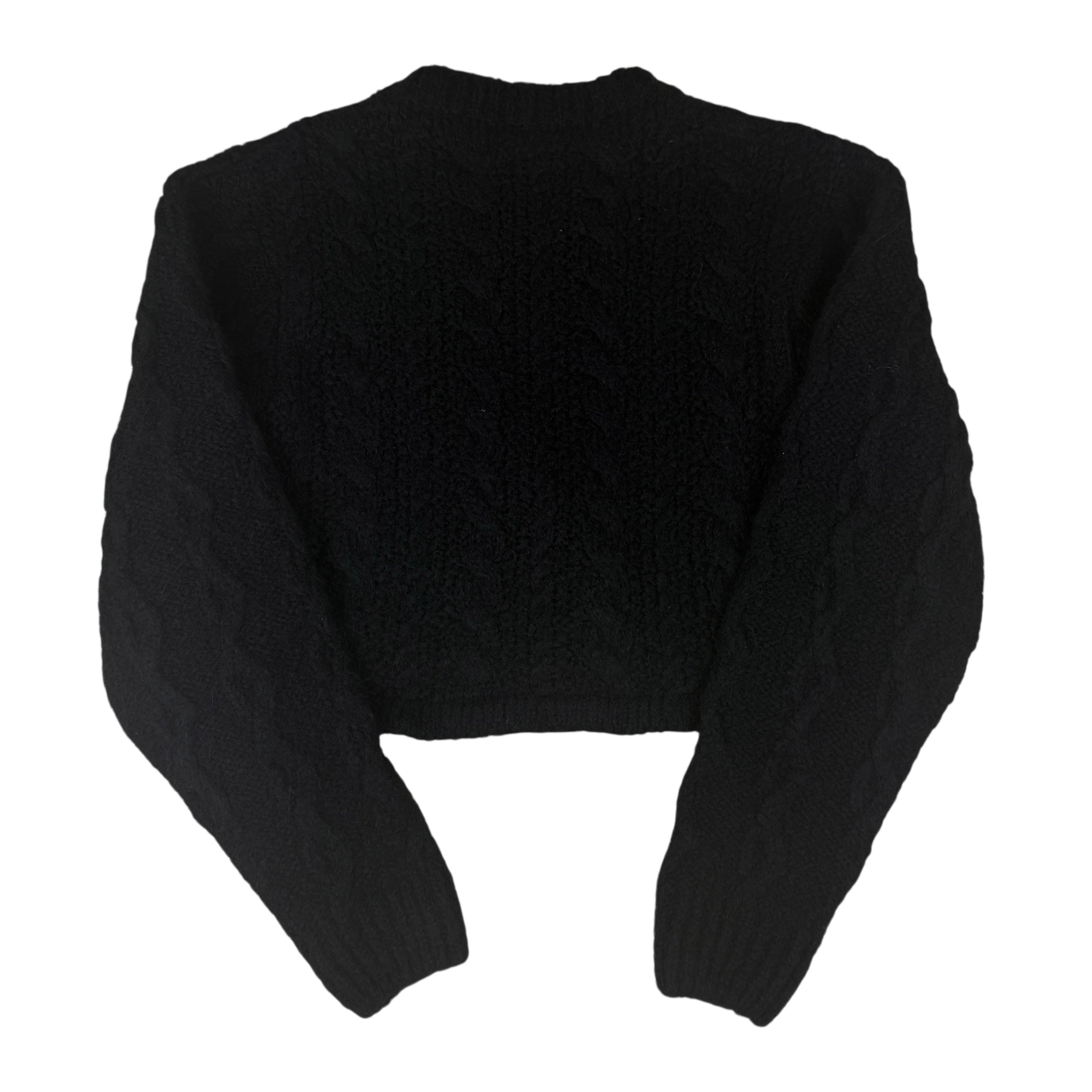 Our Legacy Intact Two Face Cropped Cable Knit Sweatshirt Black (Size 38)