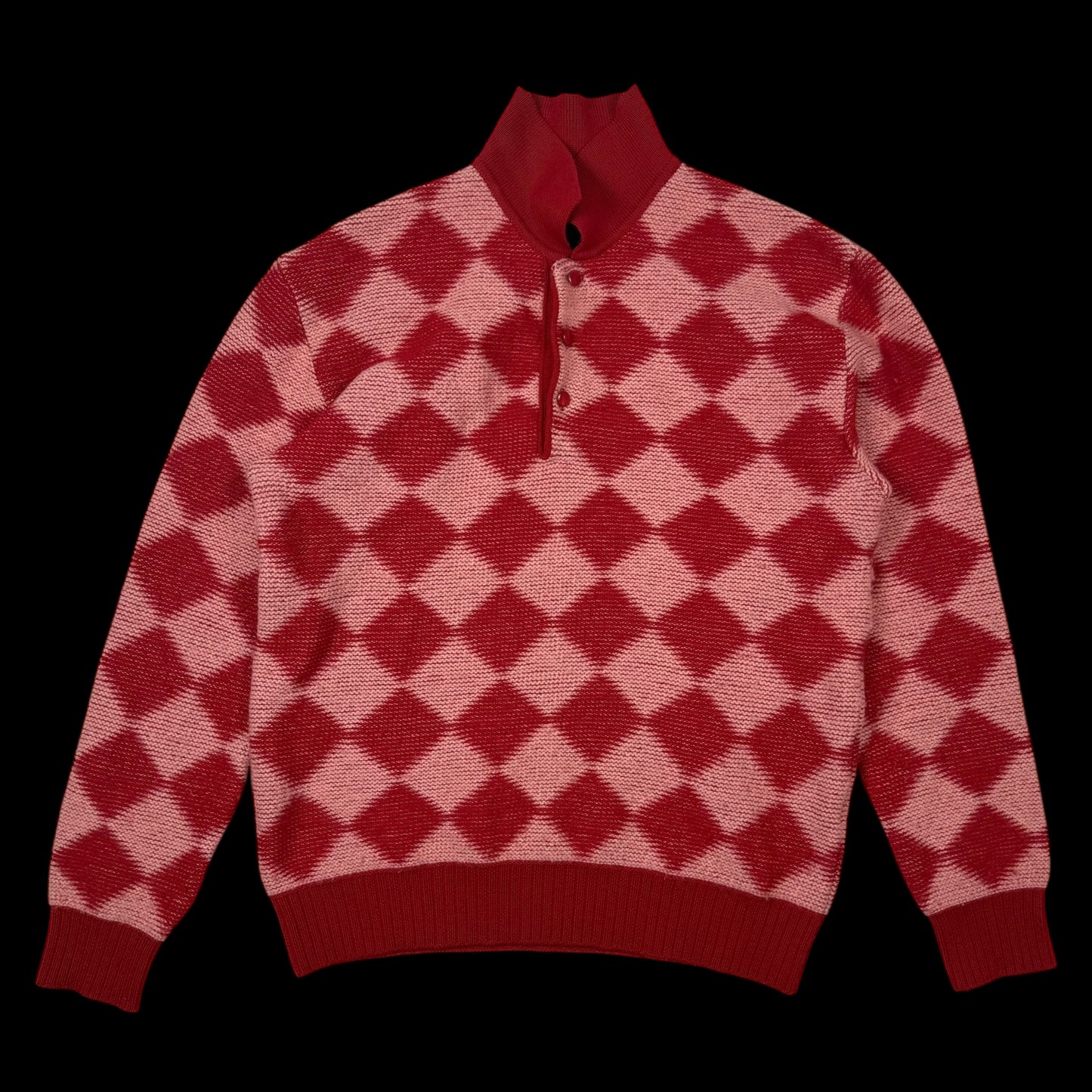 Needles AW20 Polo Argyle Checkered Wool Sweatshirt Red (fits S-M)