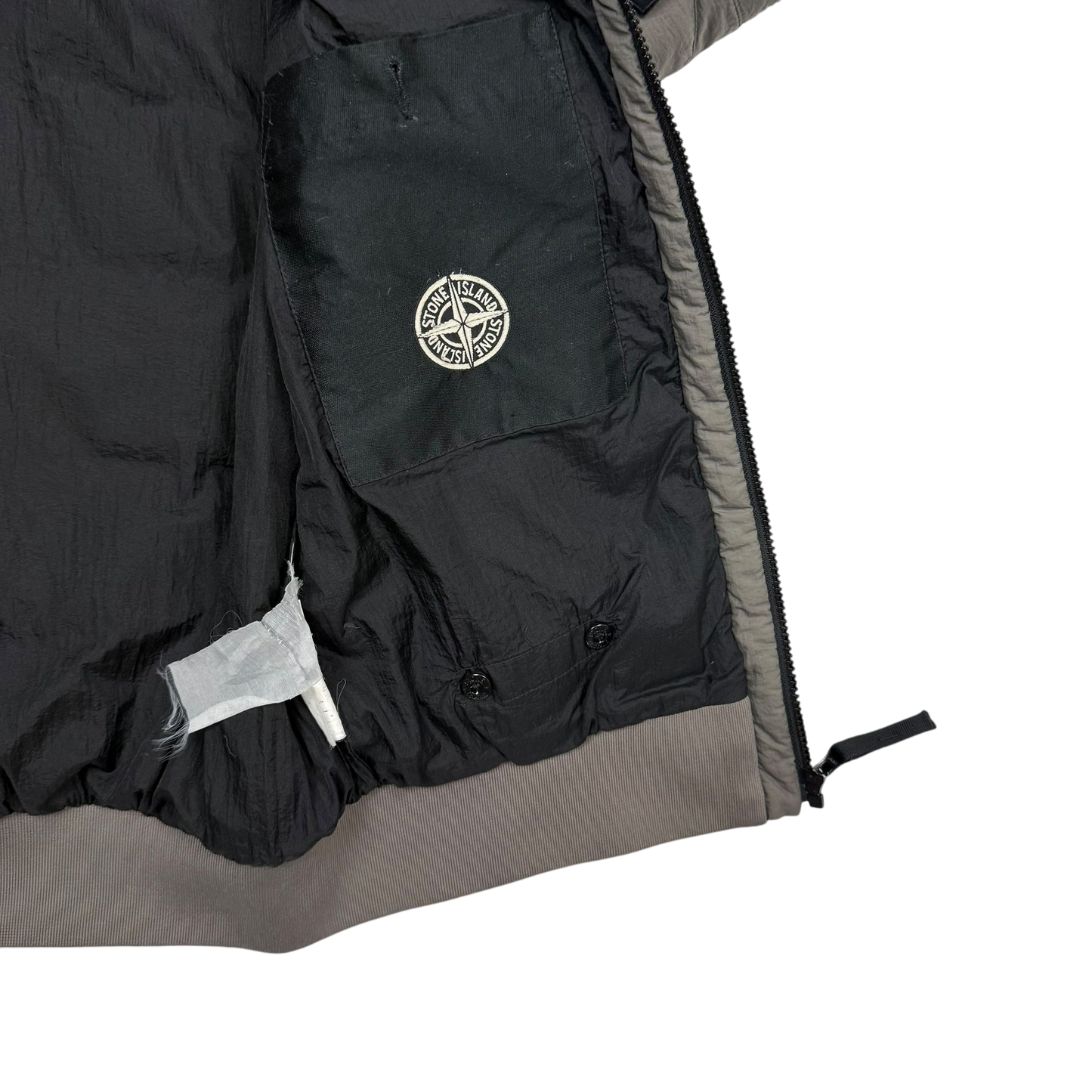 Stone Island AW 2011 Opaque Nylon Tela Down Jacket Grey/Khaki (Size L)
