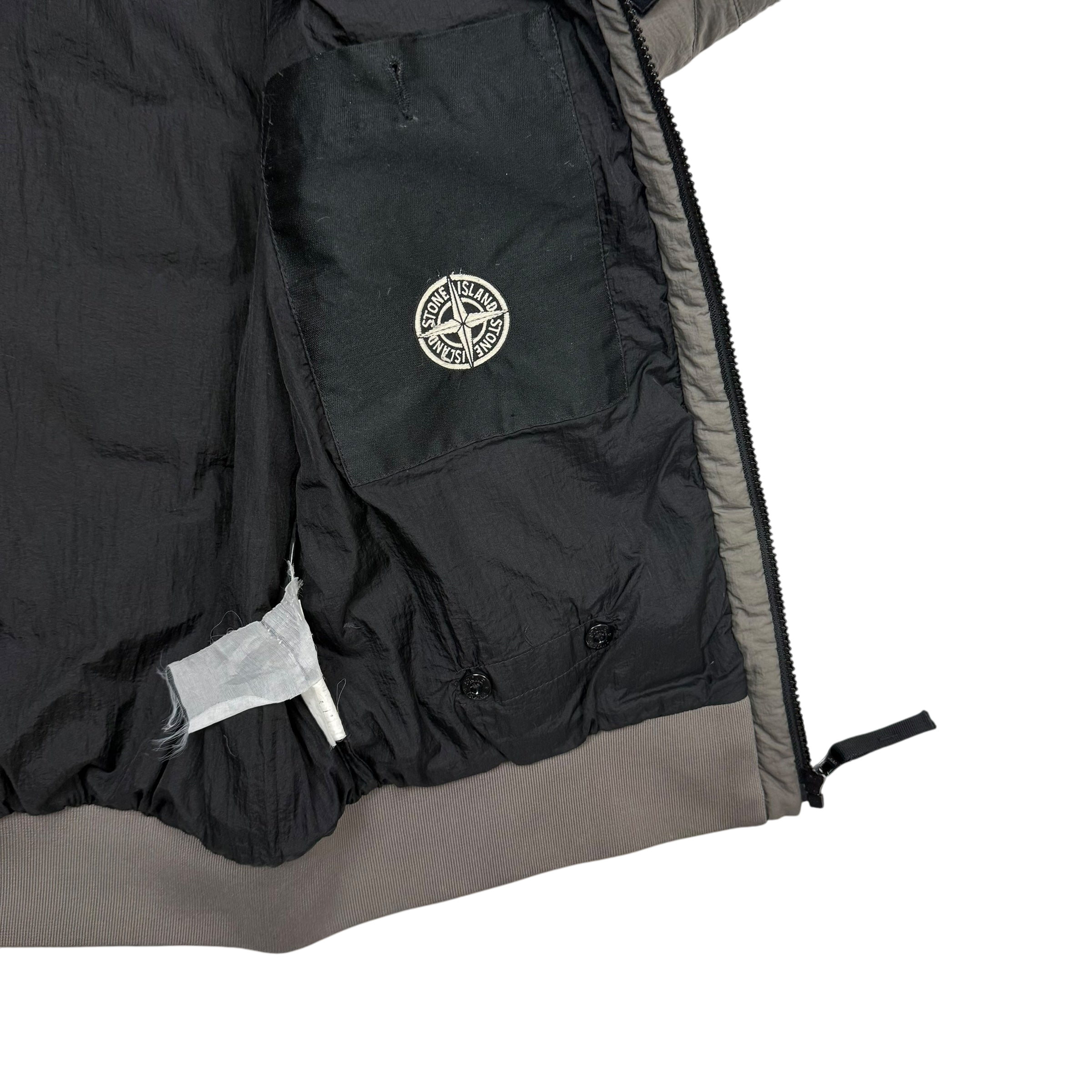Stone Island AW 2011 Opaque Nylon Tela Down Jacket Grey/Khaki (Size L)