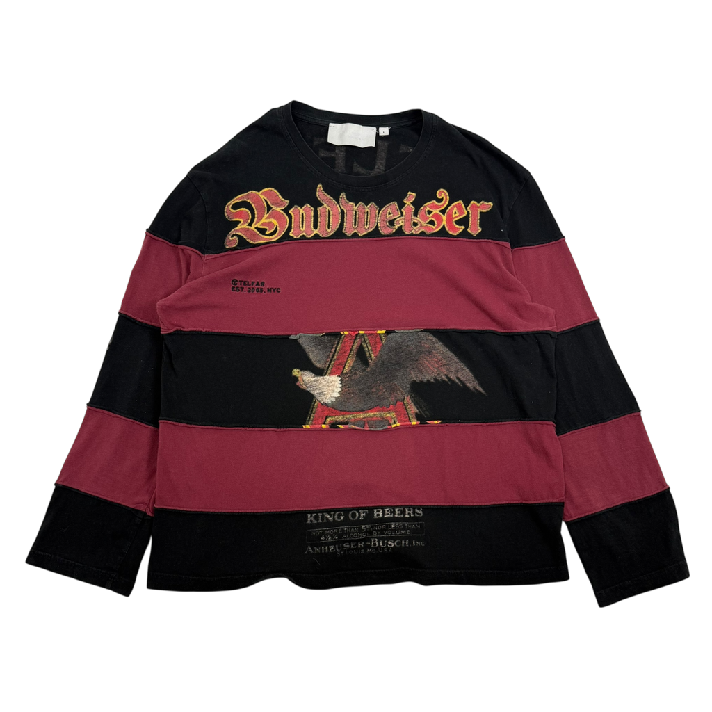 Telfar x Budweiser SS19 Reconstruction Long Sleeve Shirt Burgundy/Black (Fits M-L)