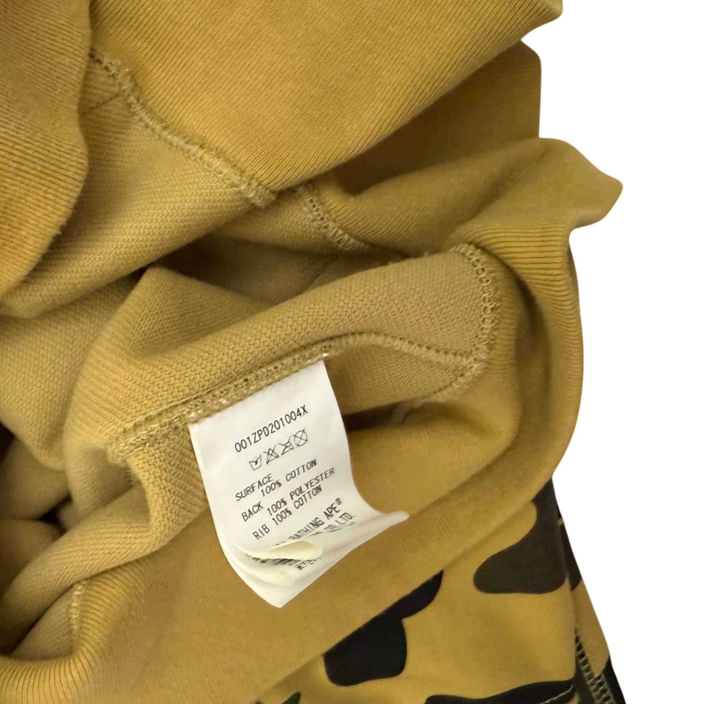 BAPE (A Bathing Ape) 1st Camo Gore Windstopper Camo Shark Zip-Up Hoodie Yellow (Fits L-XL)