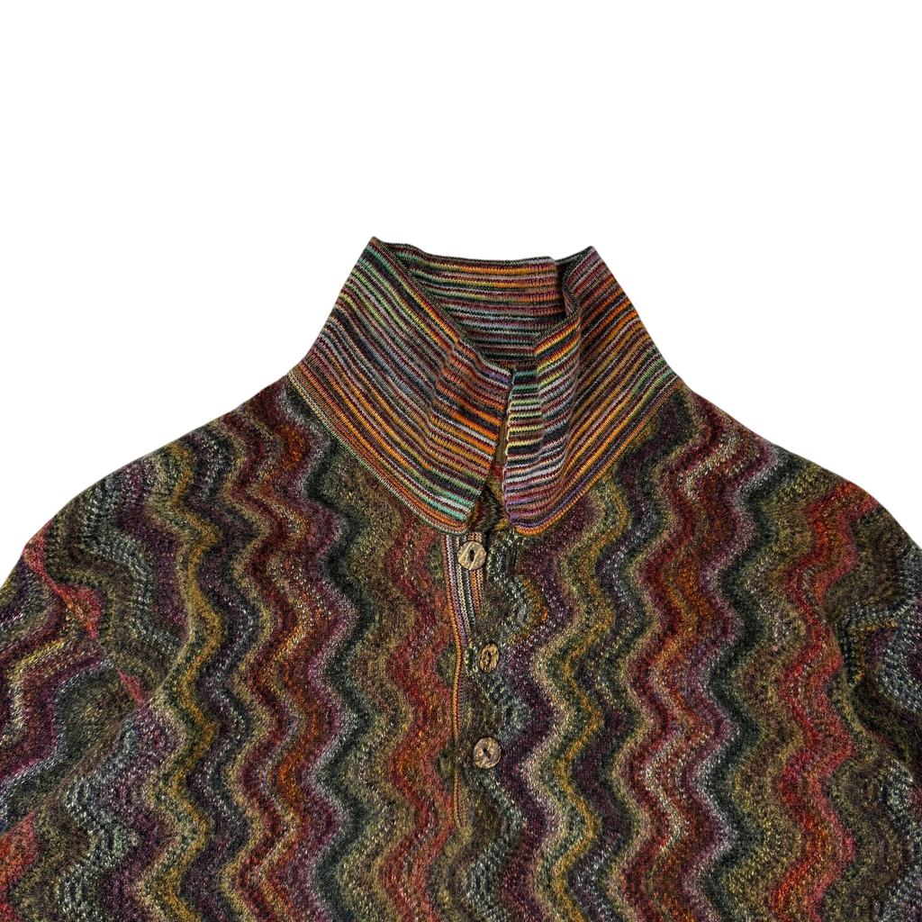 Missoni Vintage Polo Wool Knit Sweatshirt Multicolour (Size L)