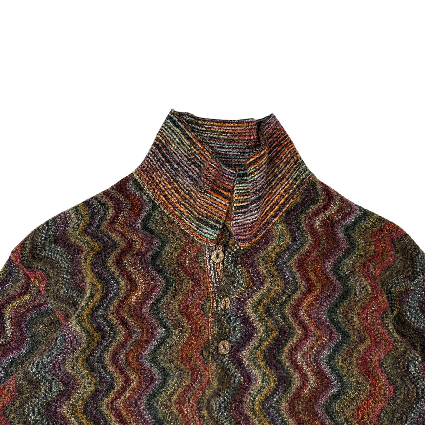 Missoni Vintage Polo Wool Knit Sweatshirt Multicolour (Size L)