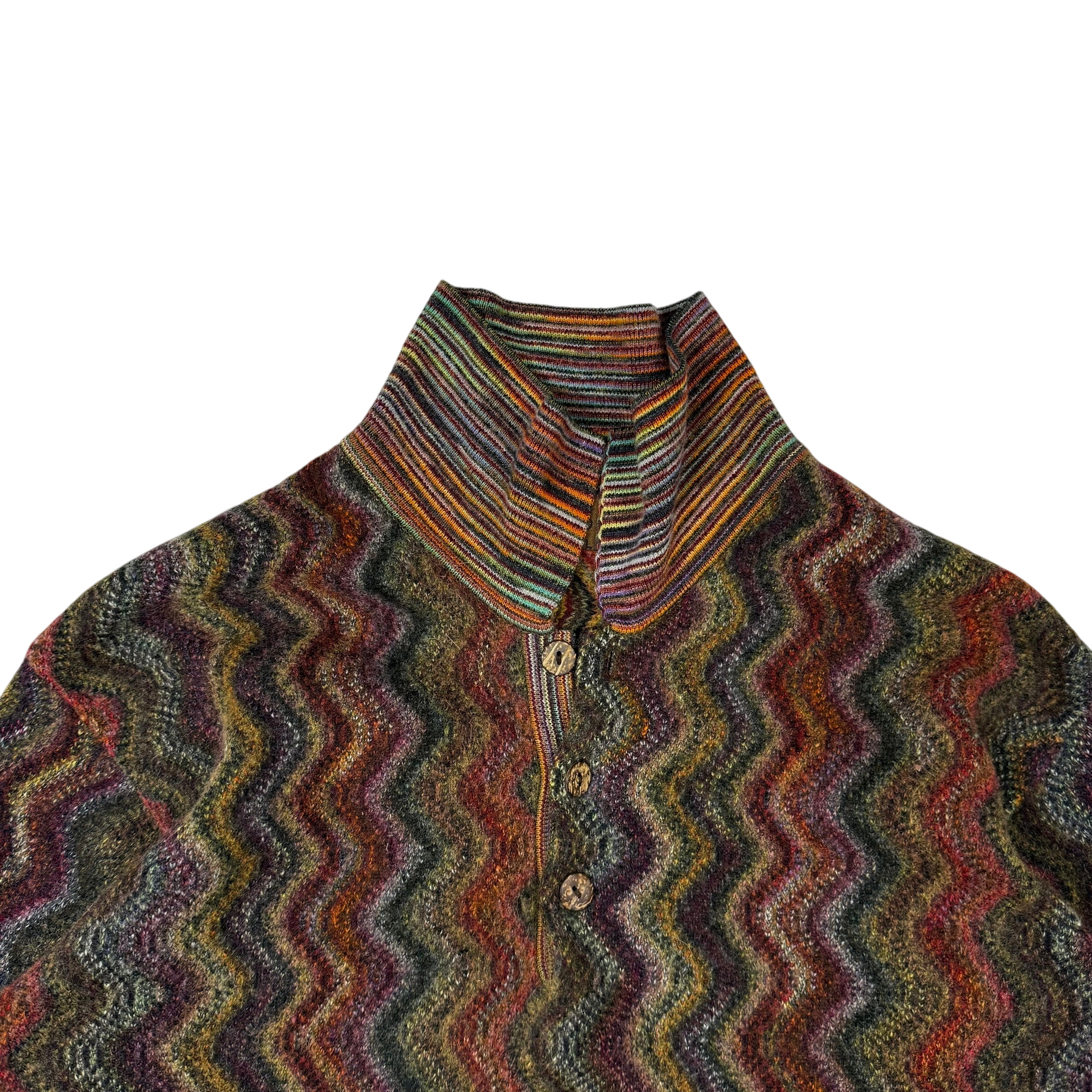 Missoni Vintage Polo Wool Knit Sweatshirt Multicolour (Size L)