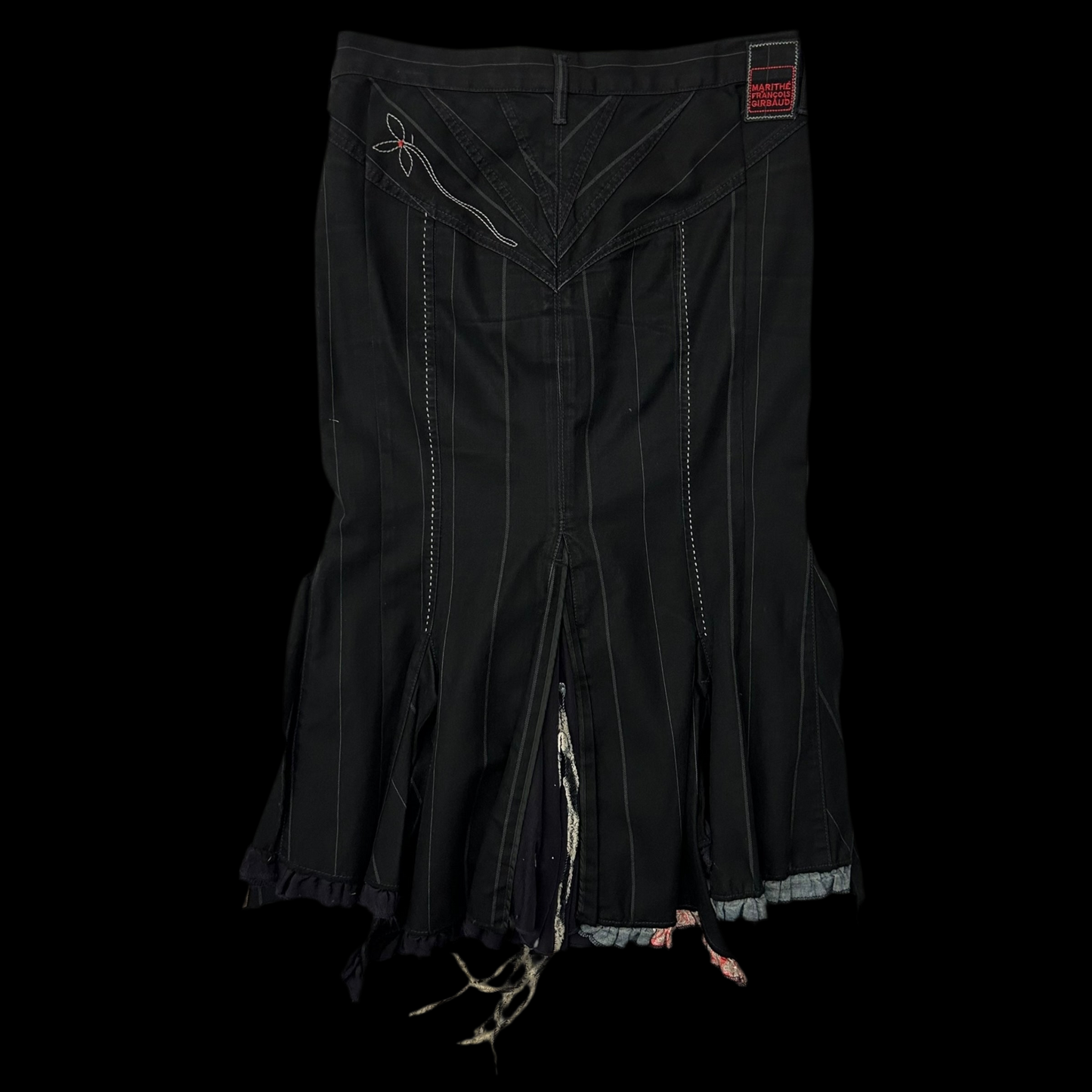 2000s Marithe Francois Girbaud Pinstripe Mermaid Skirt Black (Fits 30)