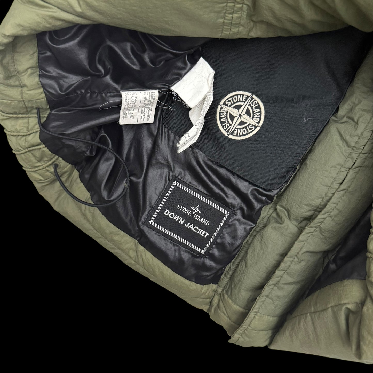 Stone Island AW10 Opaque Nylon Tela Mesh Badge Down Gilet Army Green (Fits M-L)
