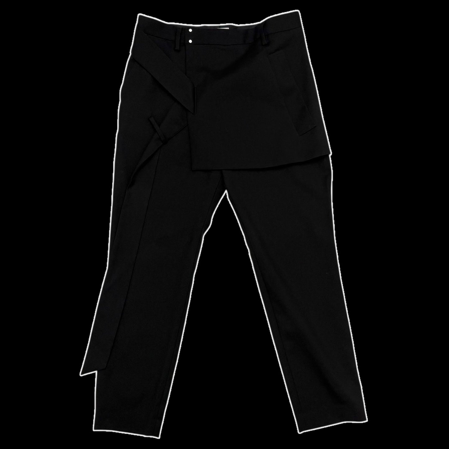 Sise Fold-Over Apron Wool Pants Black (Size 33”)