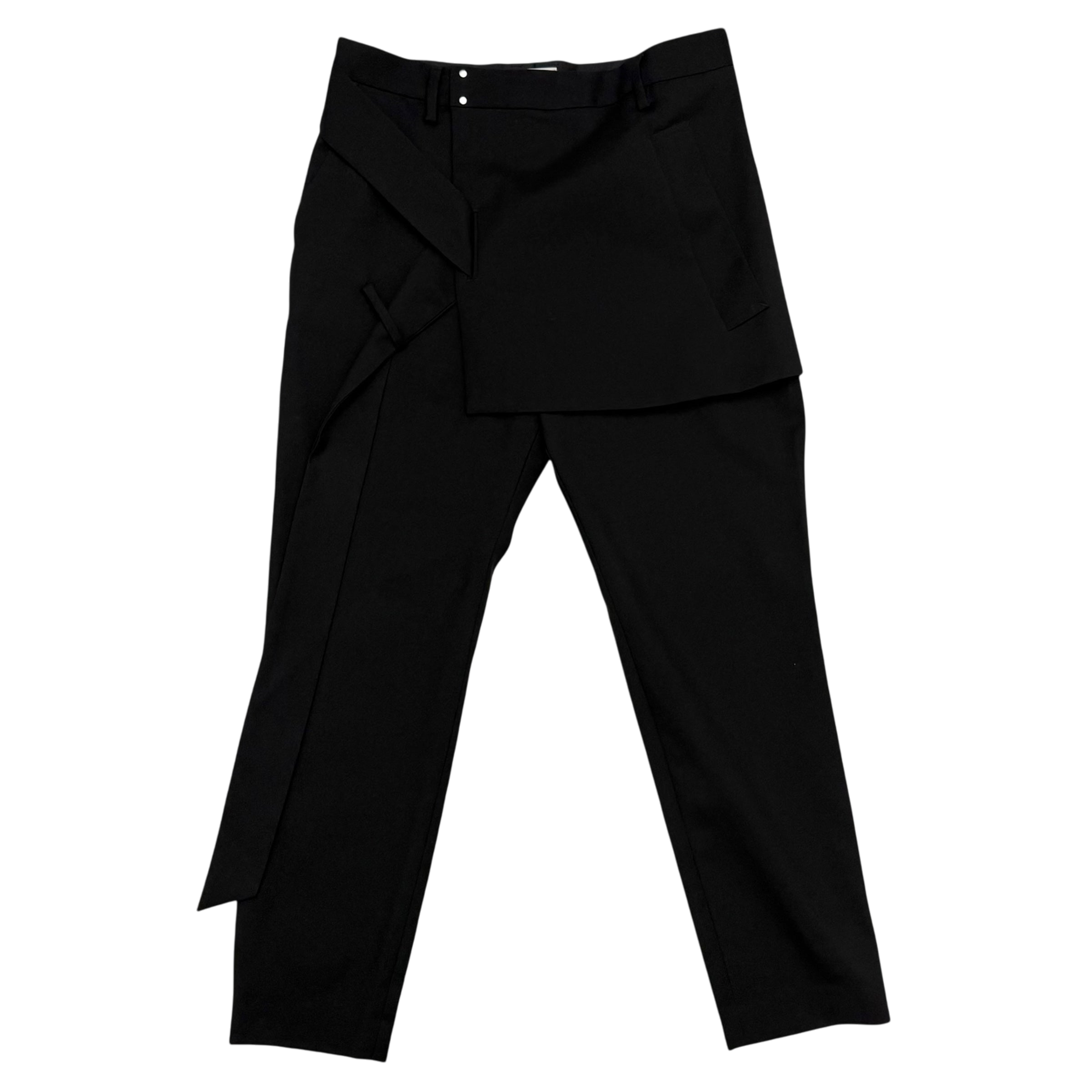 Sise Fold-Over Apron Wool Pants Black (Size 33”)