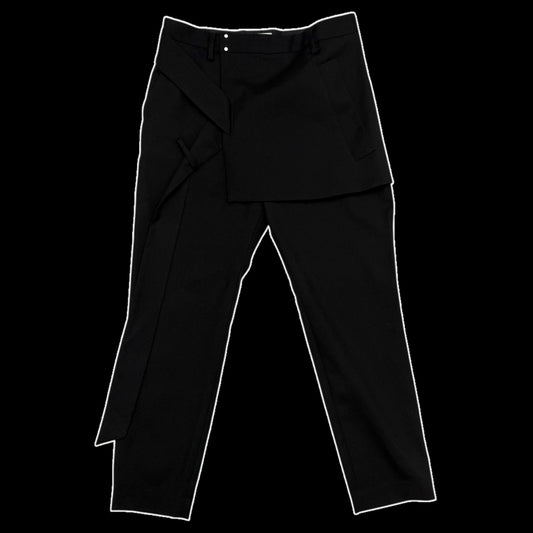 Sise Fold-Over Apron Wool Pants Black (Size 33”)