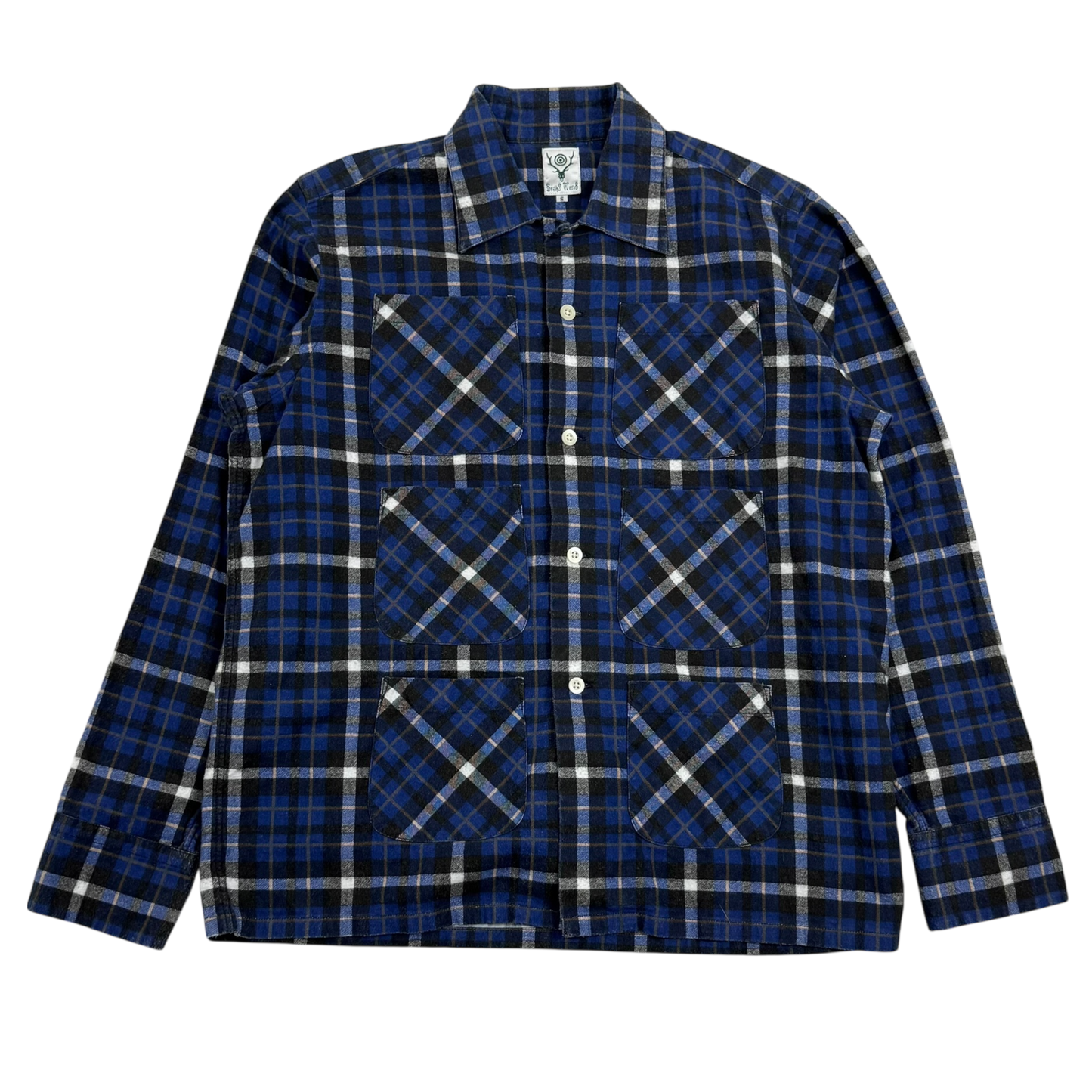 South2 West8 Flannel 6-Pocket Shirt Blue (Size S)