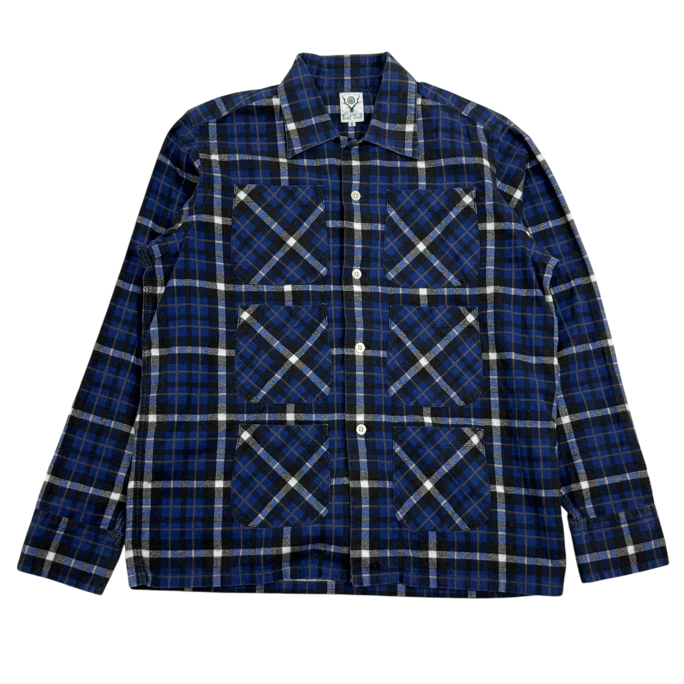 South2 West8 Flannel 6-Pocket Shirt Blue (Size S)