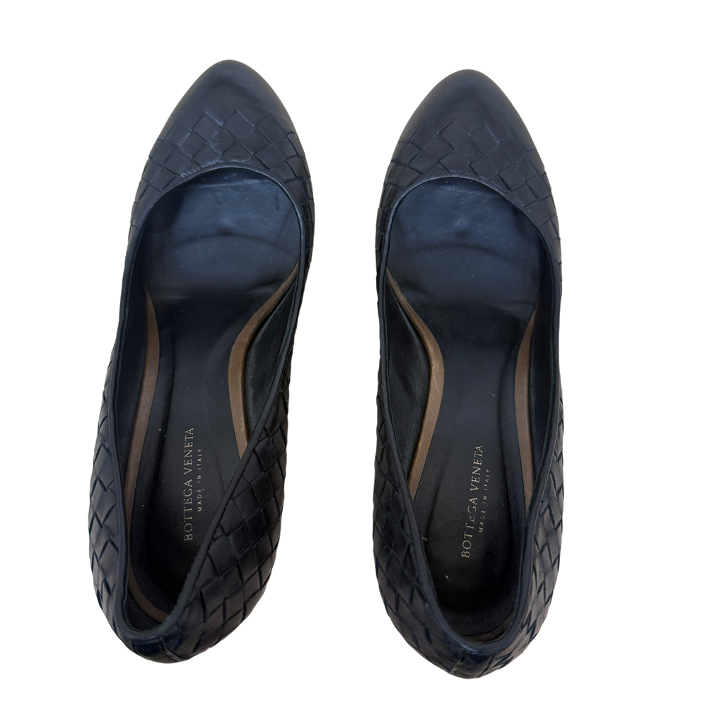Bottega Veneta Woven Leather Heels Black (Size EU39)