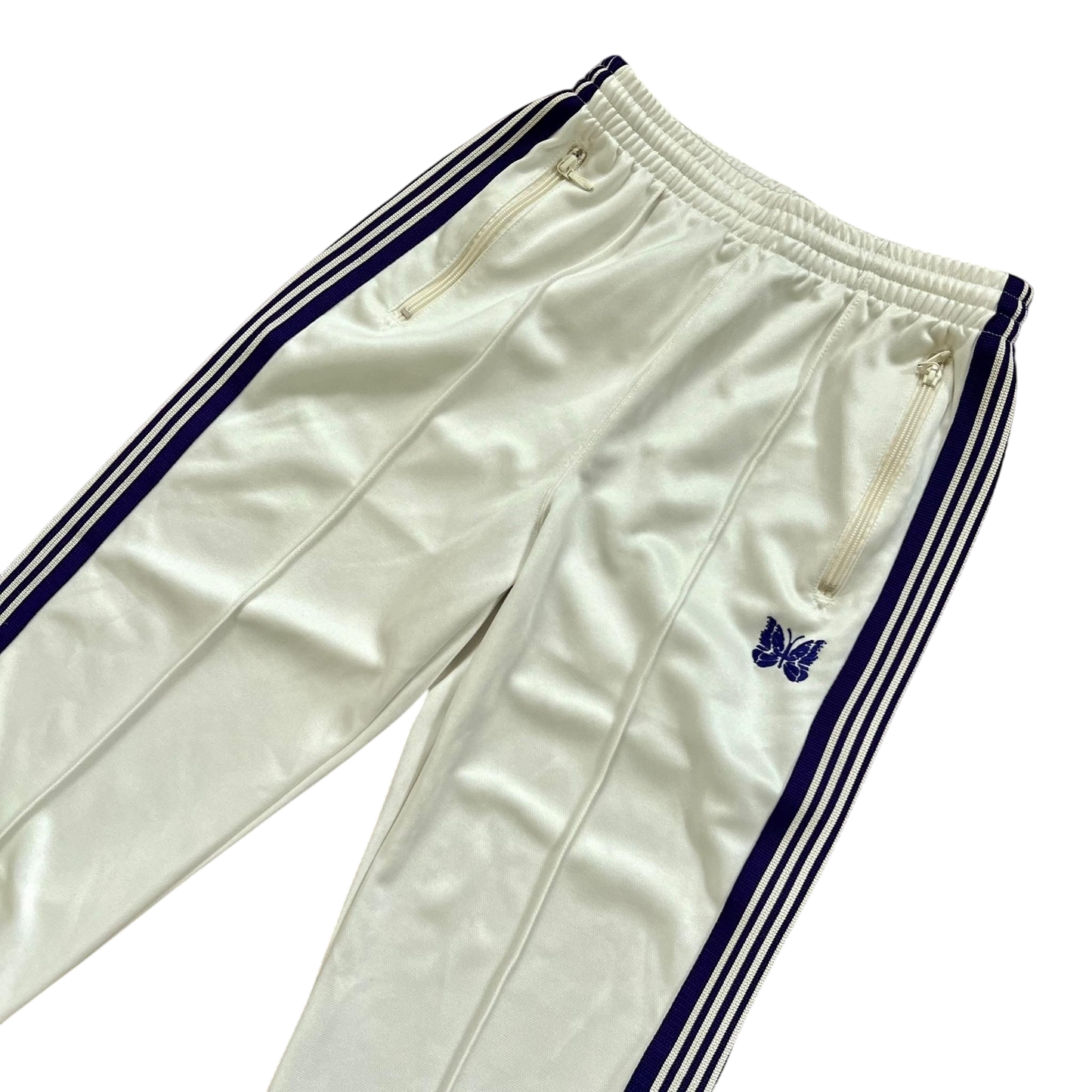 Needles Cream / Purple Poly Smooth Track Pants (Size S)