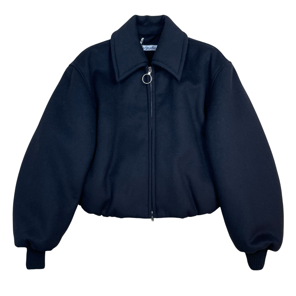 Acne Studios Owelle Padded Wool-Blend Felt Bomber Jacket Black (Size 36)