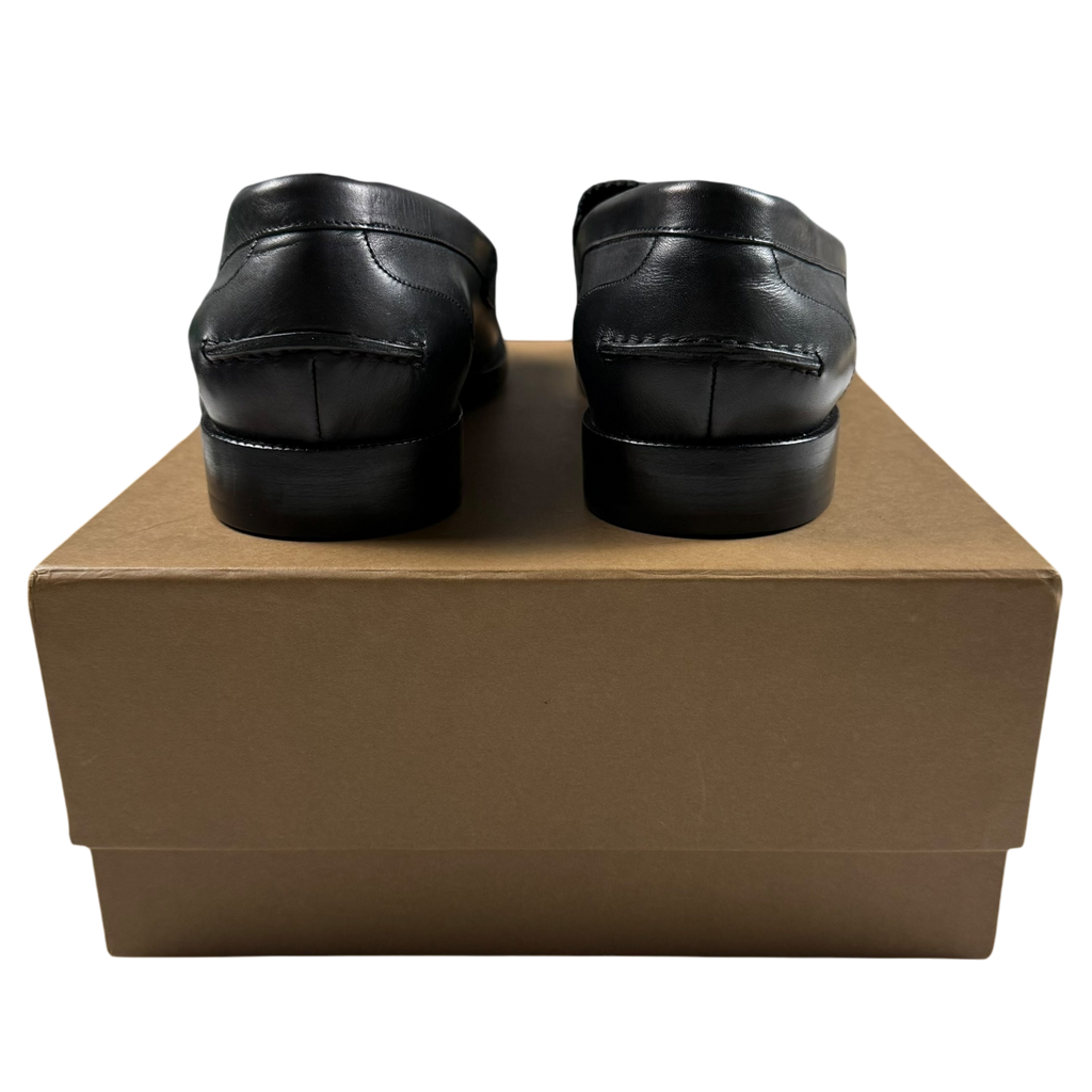 Burberry Kiltie Fringe Leather Loafers Black /Yellow (Fits US10.5-11)