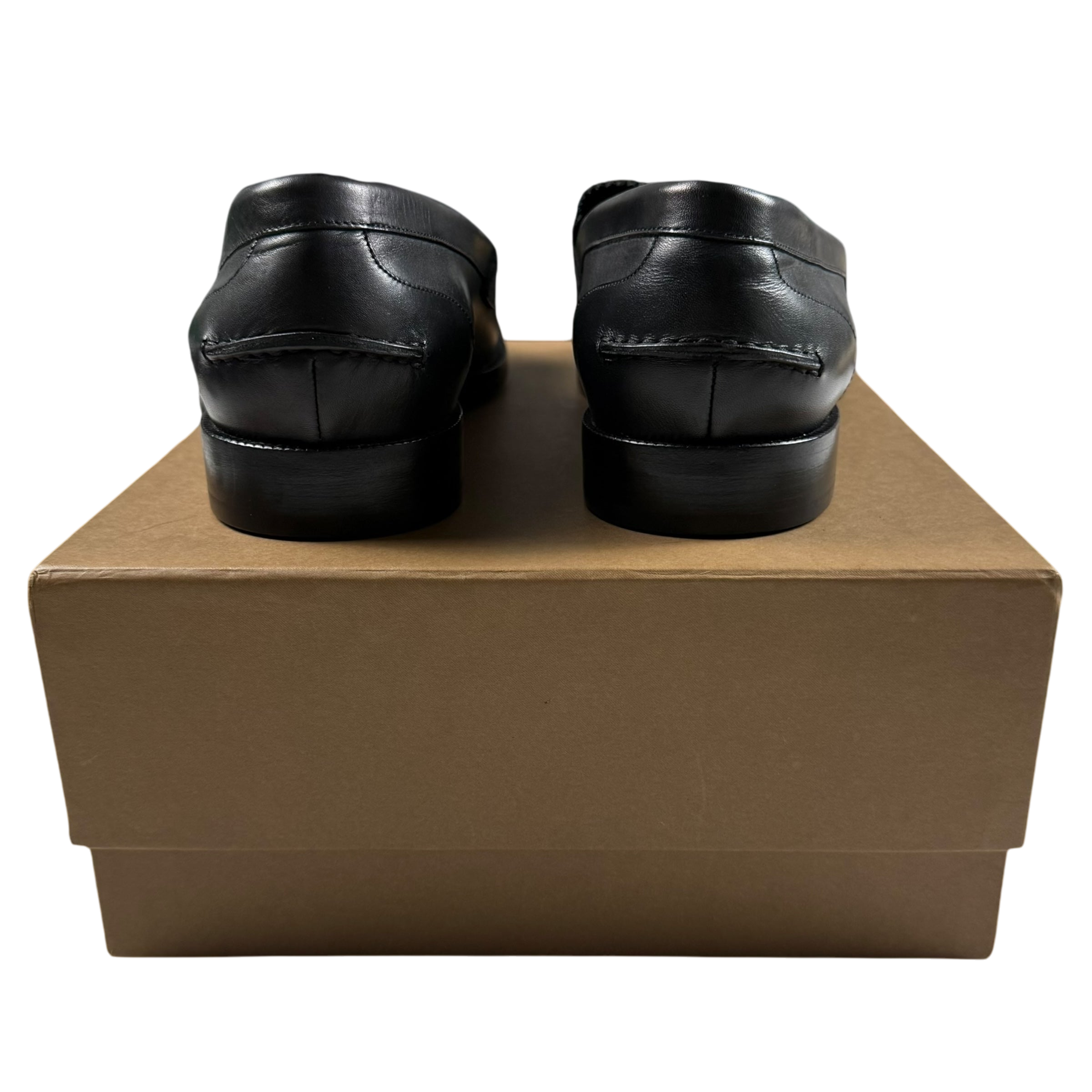 Burberry Kiltie Fringe Leather Loafers Black /Yellow (Fits US10.5-11)