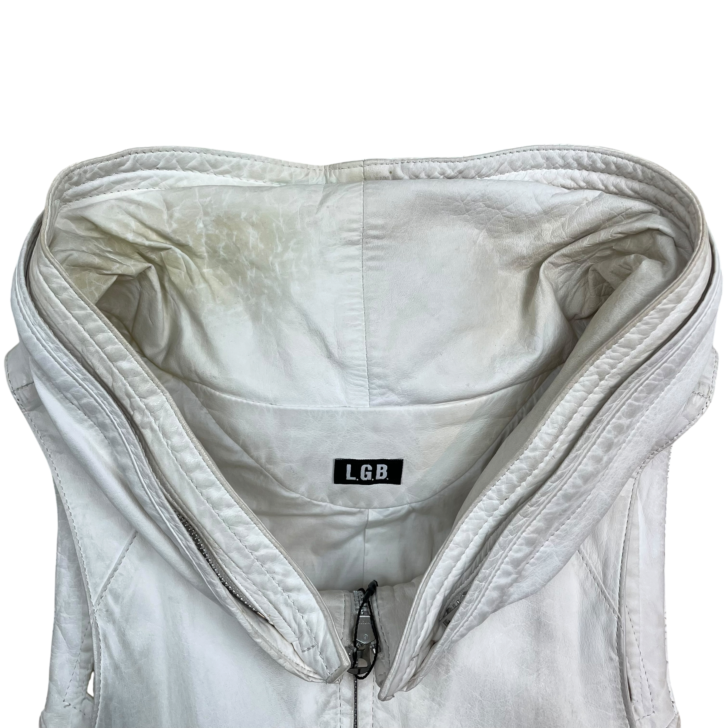 Le Grande Bleu (L.G.B.) Shark Bono12 Leather Vest Off-White (Size 2/M)
