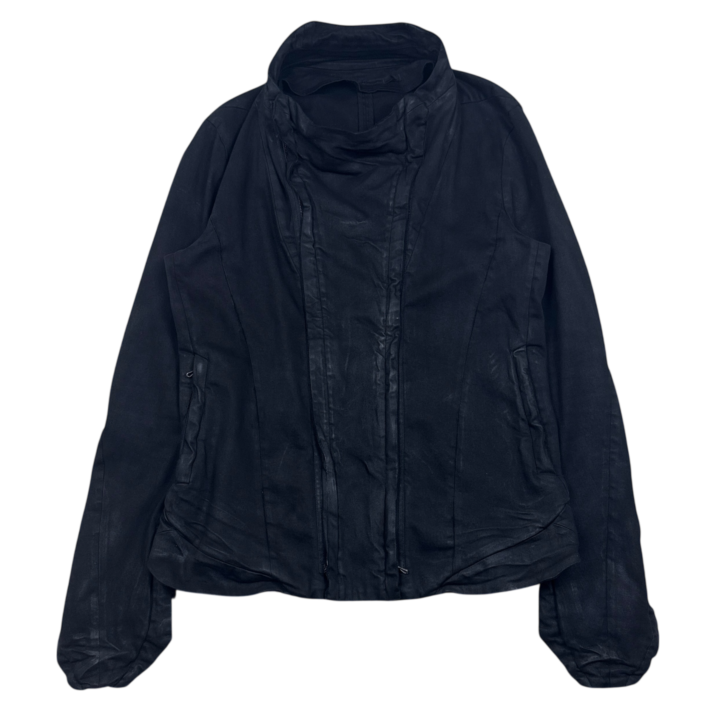 Julius SS15 Wax Denim Dual-Zip Fencing Jacket Black (Size L)