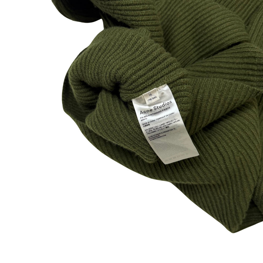 Acne Studios Fisherman Wool Blend Knit Quarter-Zip Sweatshirt Hunter Green (fits S-M)