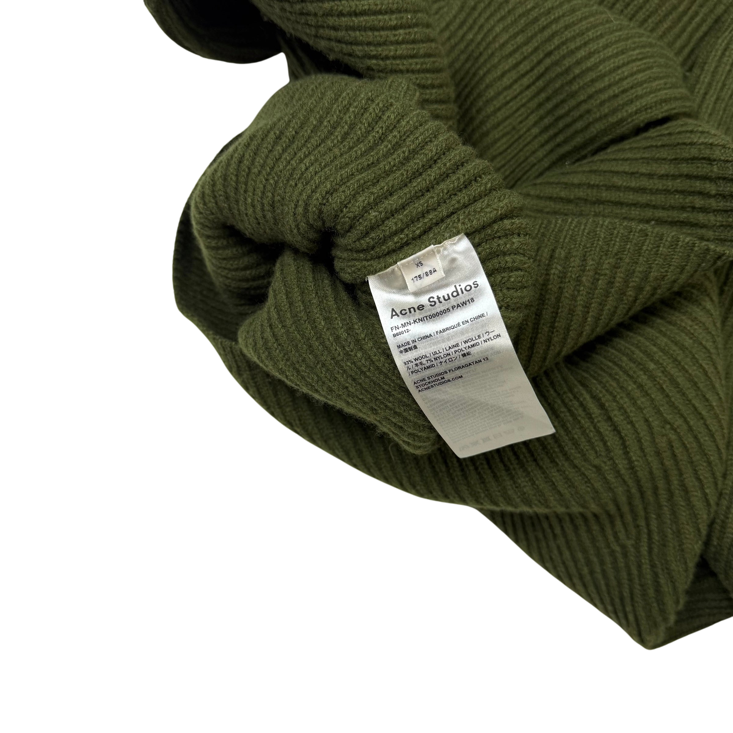 Acne Studios Fisherman Wool Blend Knit Quarter-Zip Sweatshirt Hunter Green (fits S-M)