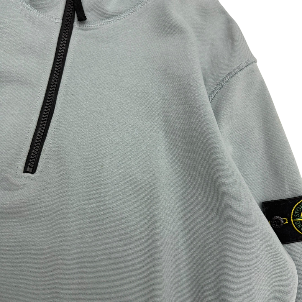 Stone Island Garment-Dyed Quarter-Zip Sweatshirt Light Blue (Fits L-XL)