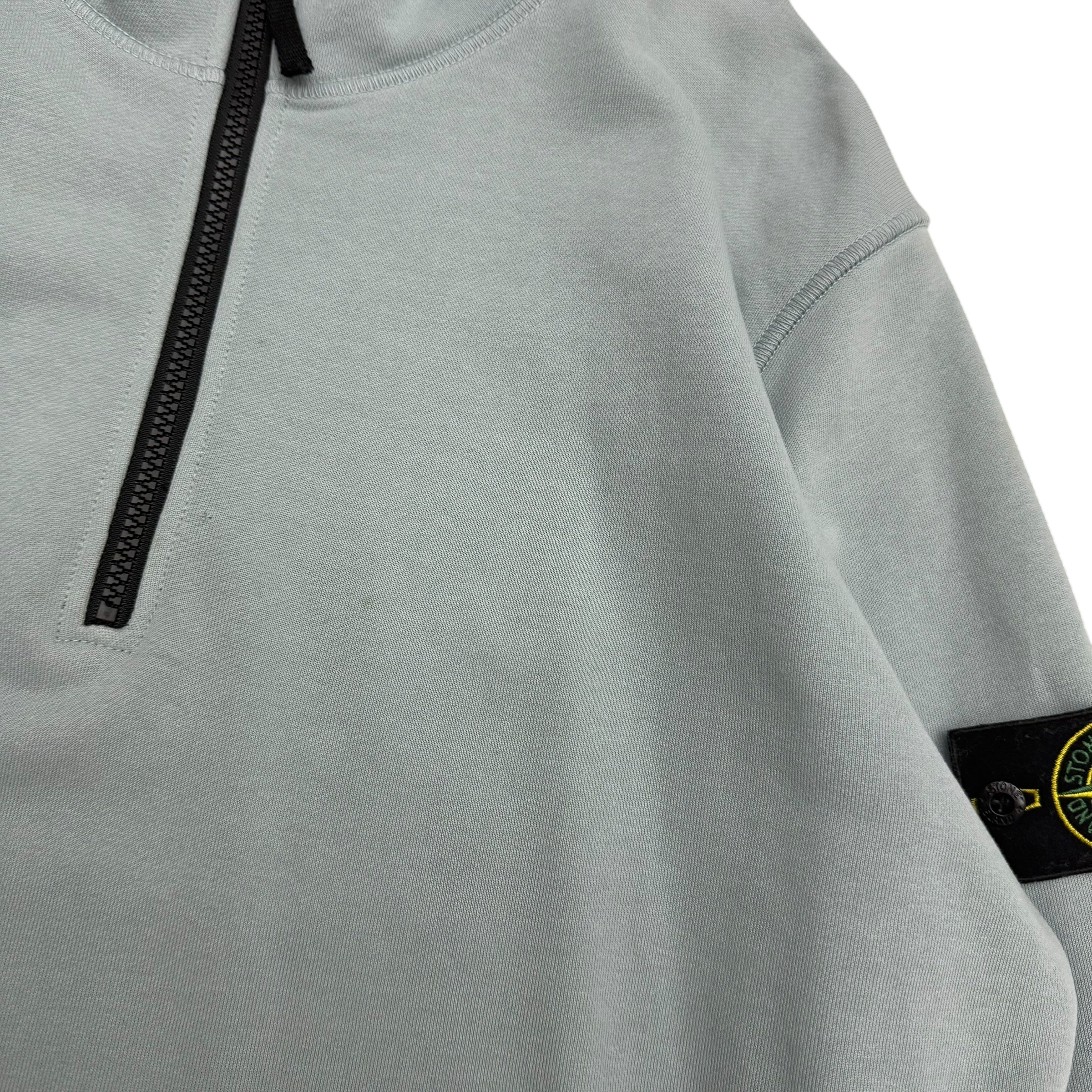 Stone Island Garment-Dyed Quarter-Zip Sweatshirt Light Blue (Fits L-XL)