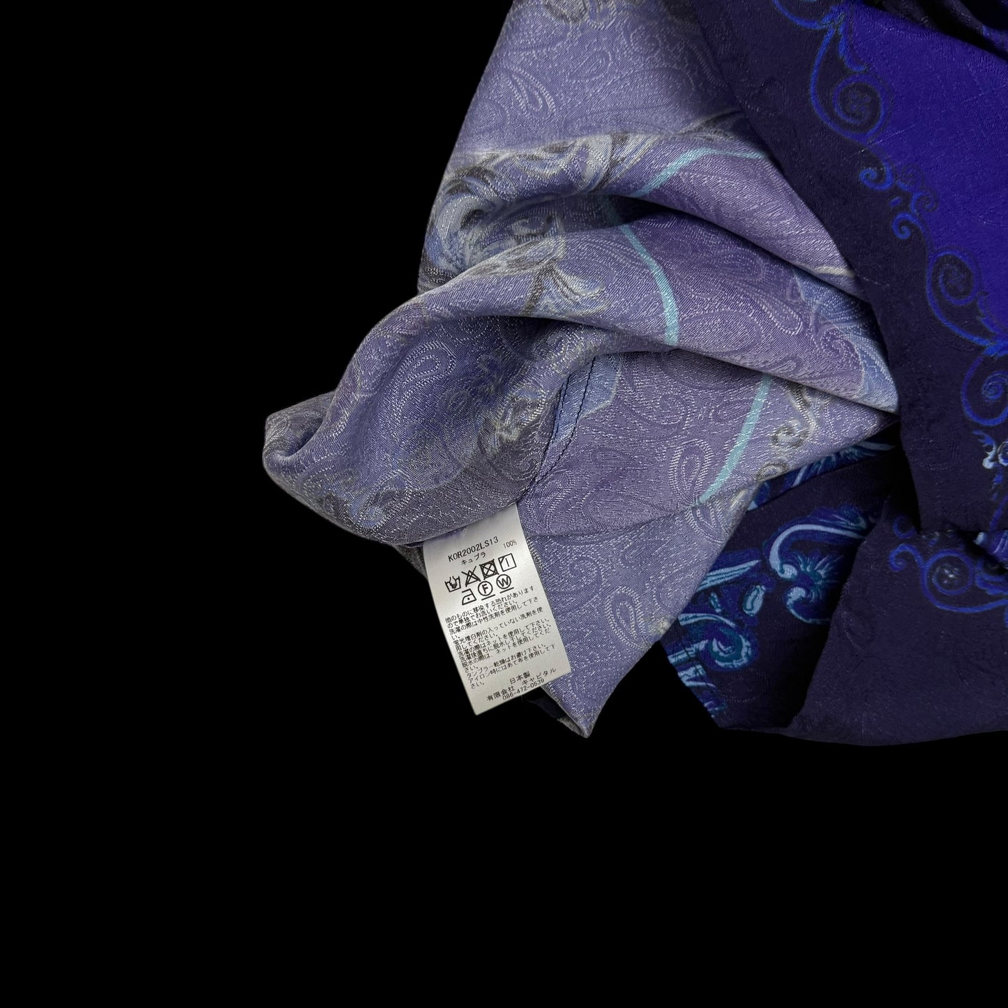 Kapital Virgin Mary Rayon Open Collar LS Shirt Purple / Blue (Size 2)