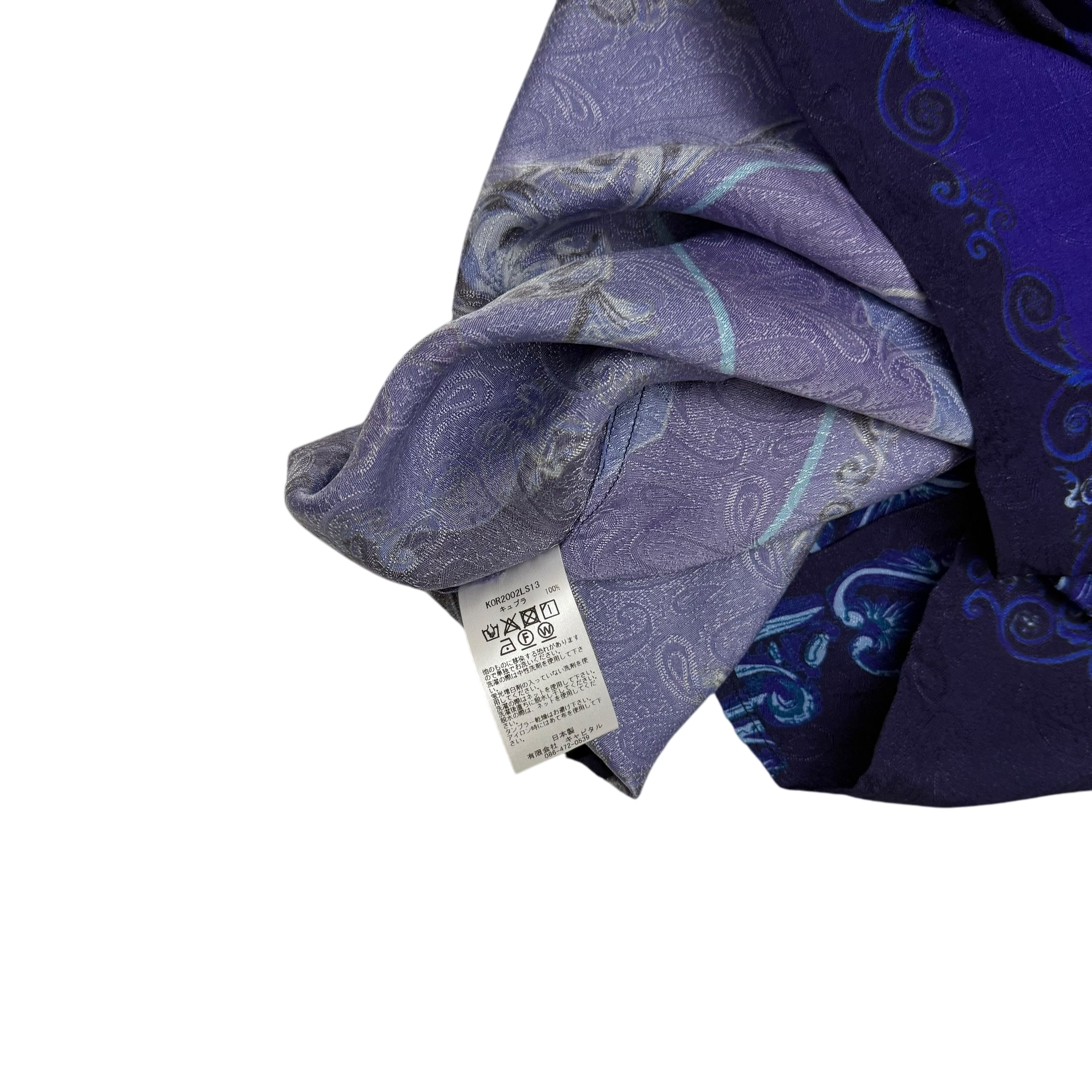 Kapital Virgin Mary Rayon Open Collar LS Shirt Purple / Blue (Size 2)