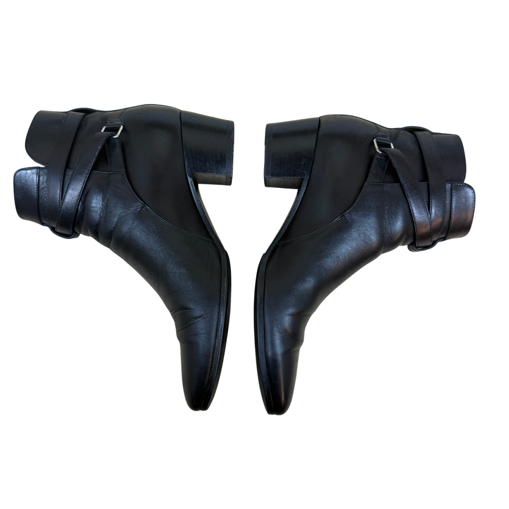 Saint Laurent Pointed Toe Leather Ankle Boots Black (Size EU39.5)