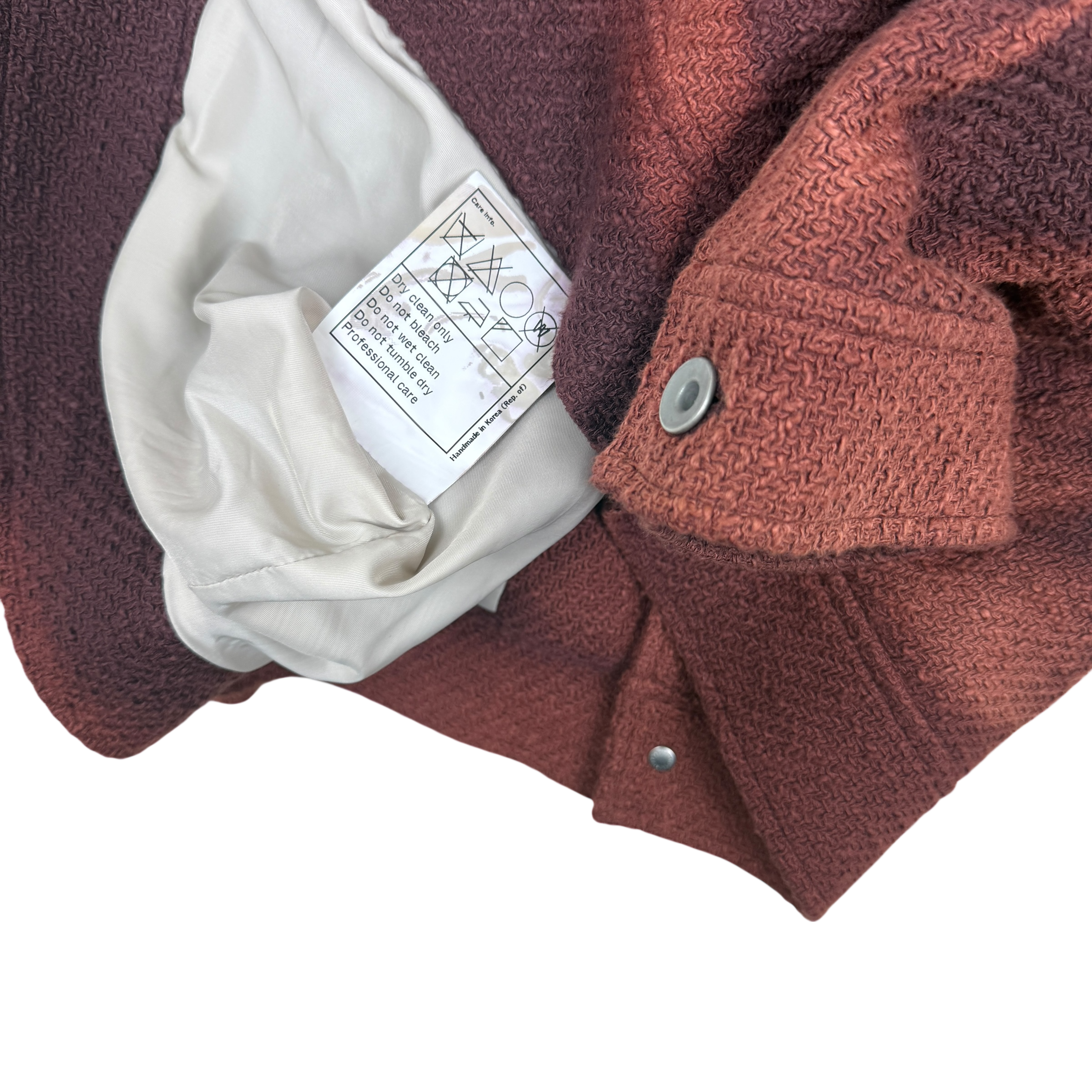 JiyongKim AW23 Sun-Bleached Tweed Trucker Jacket Red (Size L)