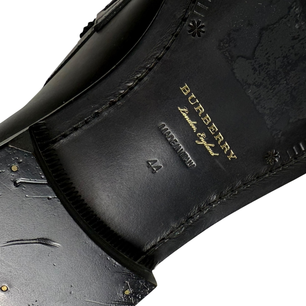 Burberry Kiltie Fringe Leather Loafers Black /Yellow (Fits US10.5-11)