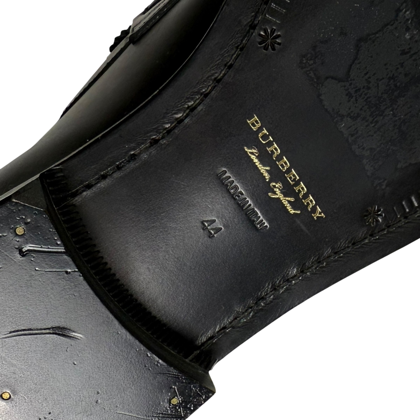 Burberry Kiltie Fringe Leather Loafers Black /Yellow (Fits US10.5-11)